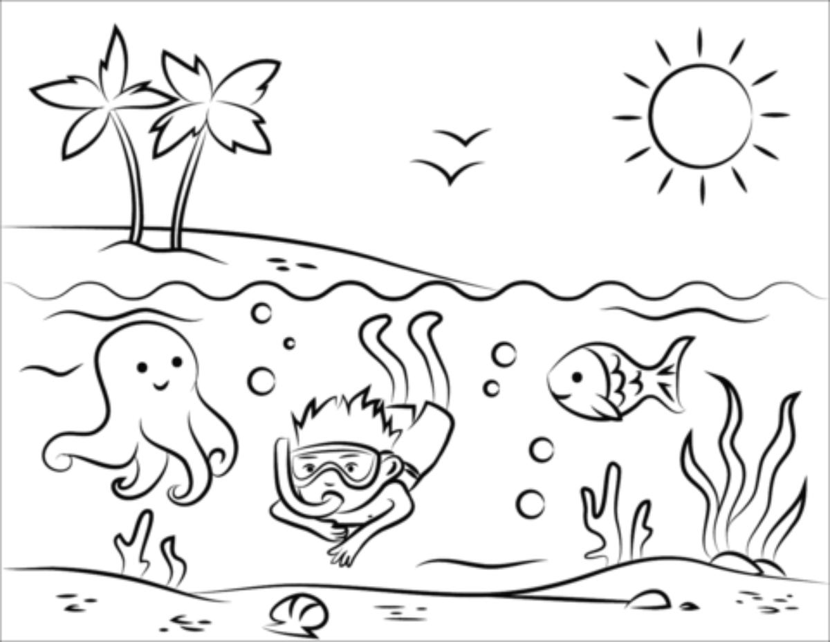 Beach Free Coloring Pages