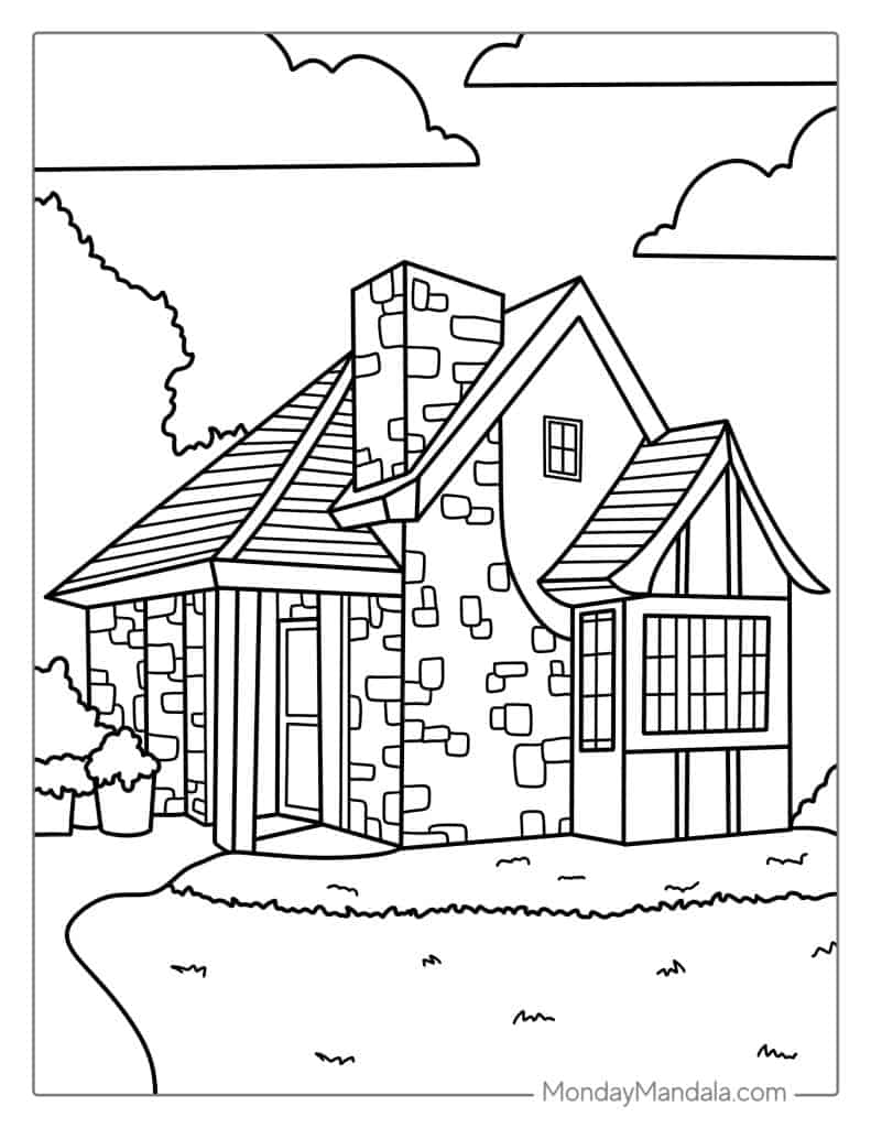 40 house coloring pages free pdf printables