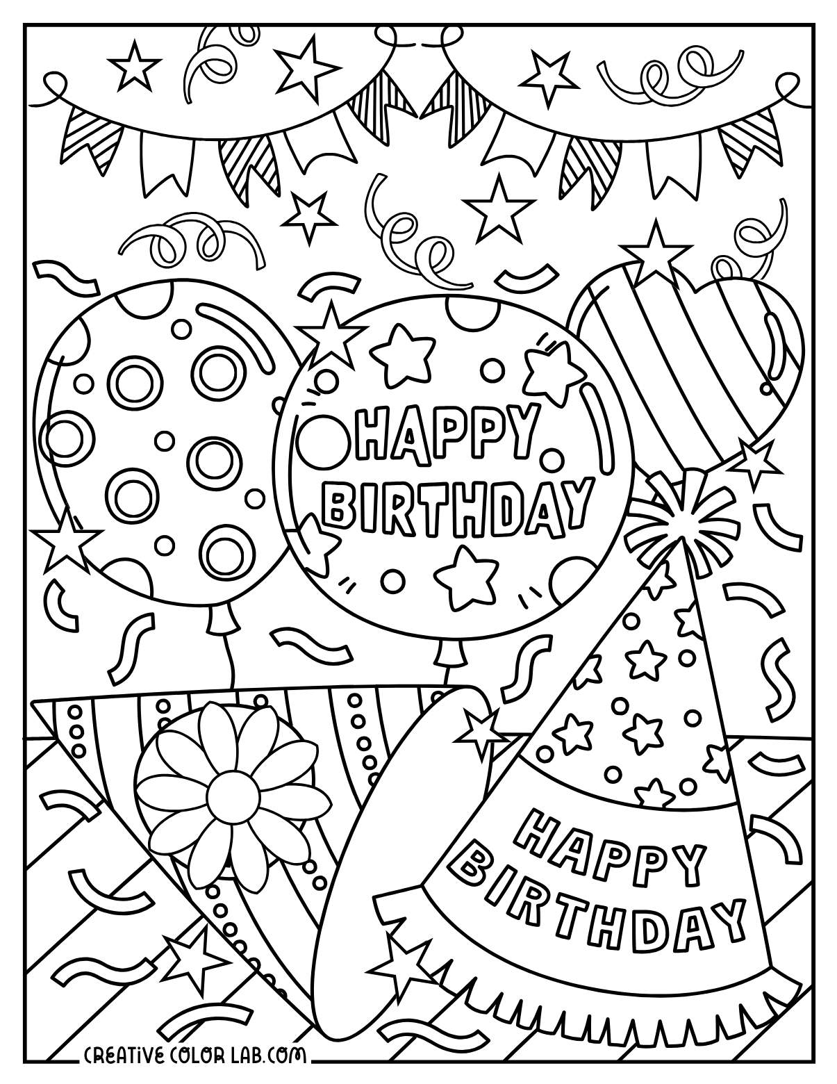 Happy Birthday Printable Coloring Pages