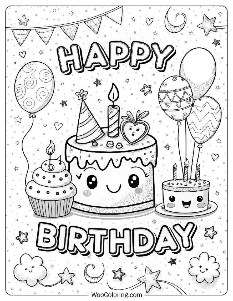 48 Happy Birthday Coloring Pages Free PDF To Print Woo Coloring