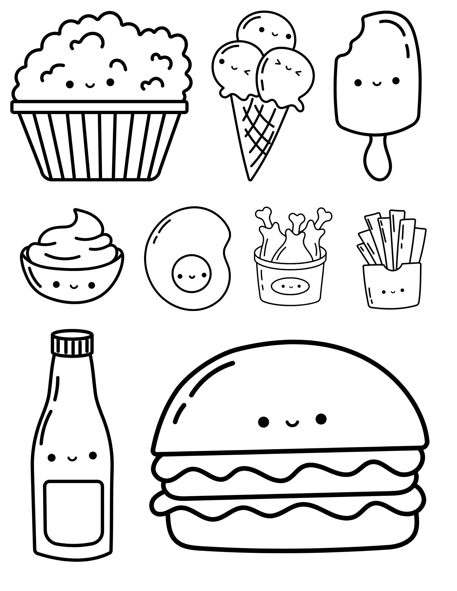 6 Cute Kawaii Fruit Coloring Pages