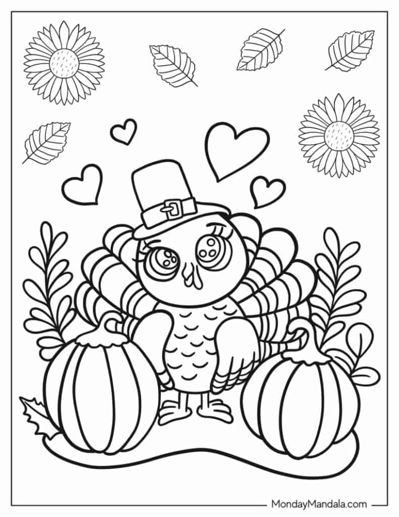 Free Printable Cute Thanksgiving Coloring Pages