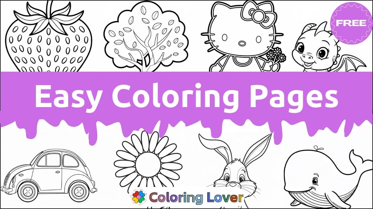 90 Easy Coloring Pages Simple Printables For All Ages 