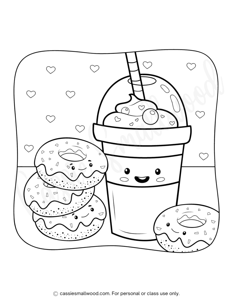 Donut Coloring Page Printable