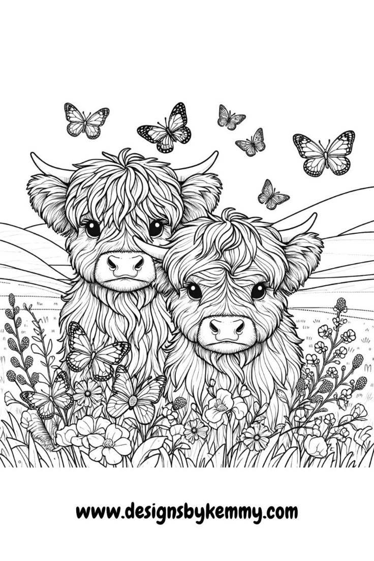 Adorable Highland Cow Coloring Pages For Relaxation And Fun Designs By Kemmy