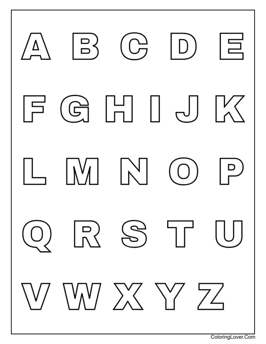 A To Z Alphabet Coloring Pages Printable