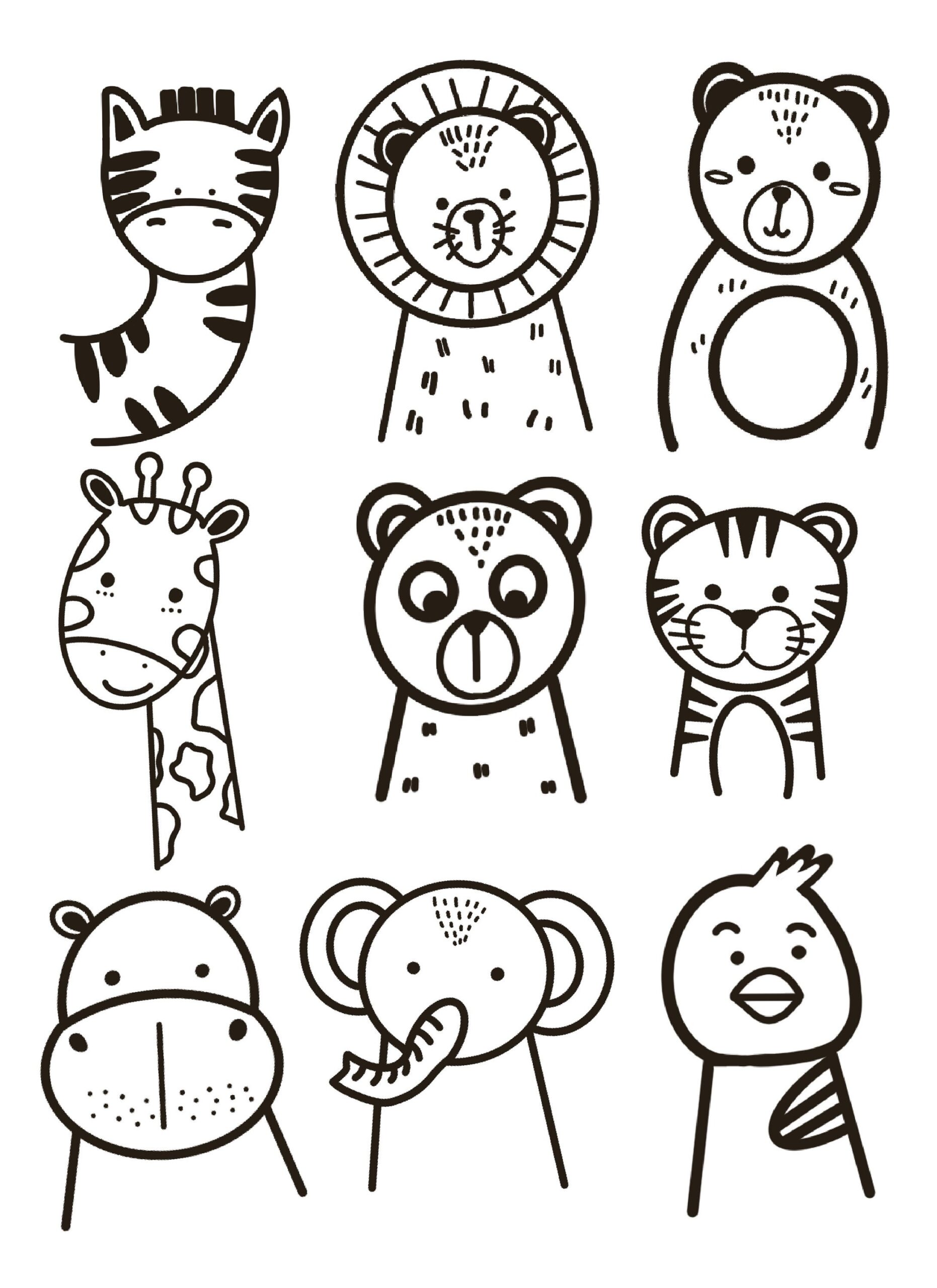 Animal Printable Coloring Page instant Download And Print Animals Coloring Page kids Coloring Page zoo Coloring Page easy To Color Page Etsy