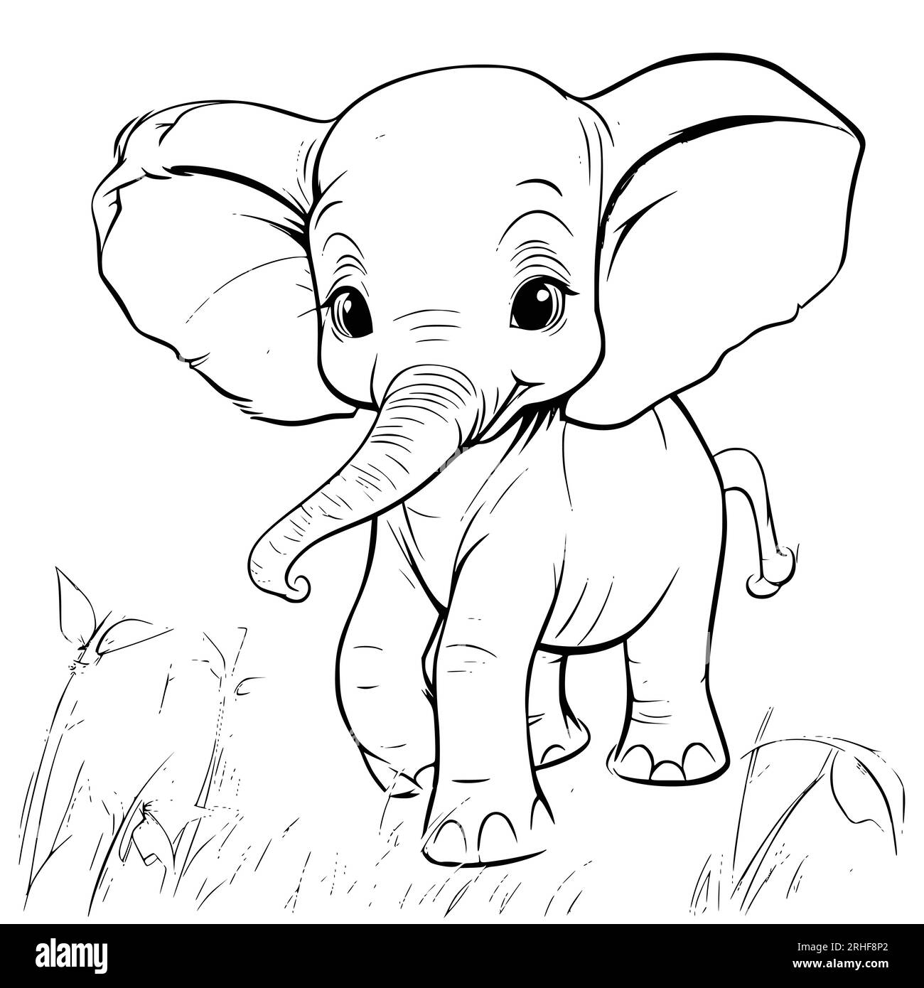 Baby Elephant Coloring Page Hi res Stock Photography And Images Alamy
