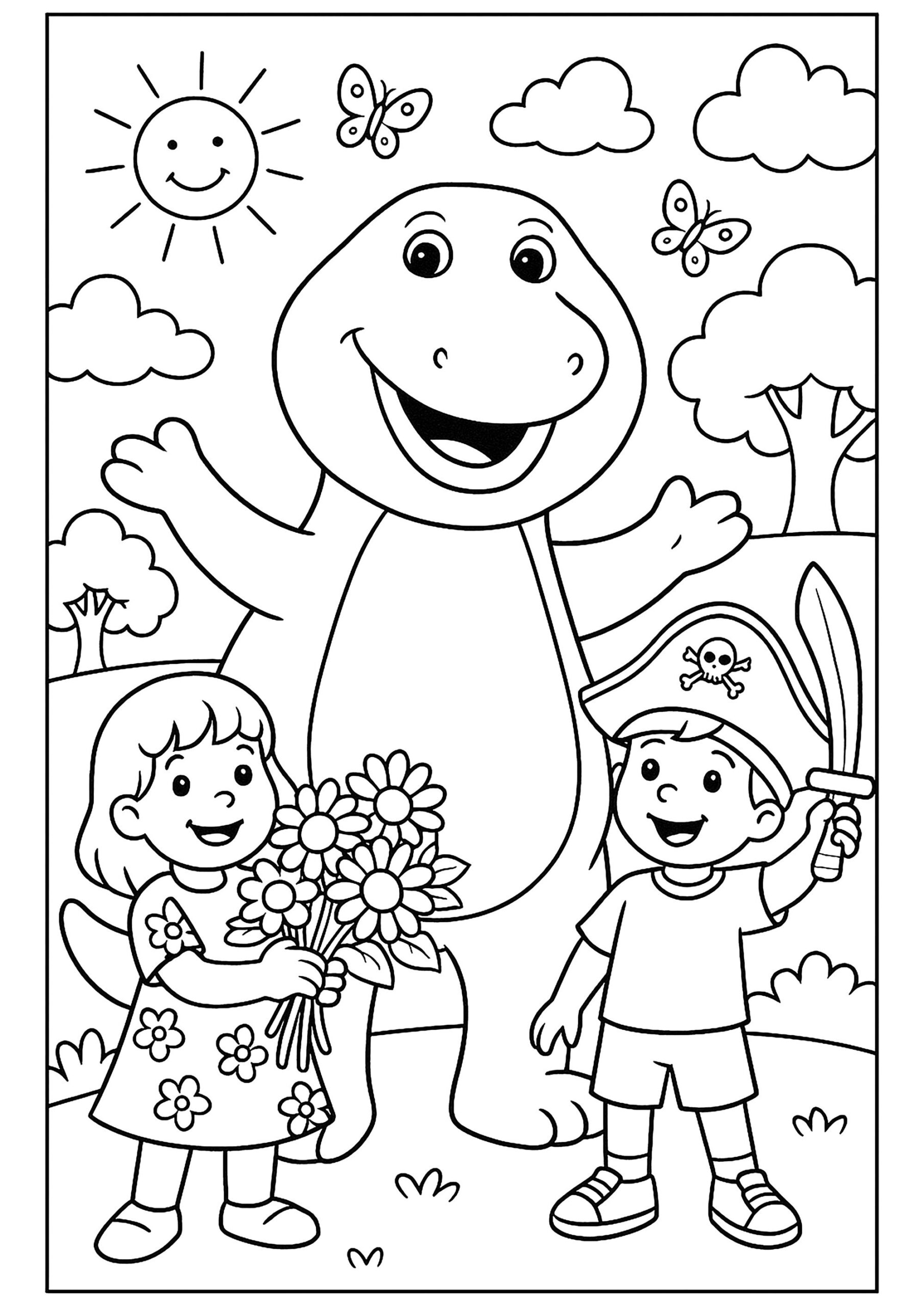 Barney Printable Coloring Pages