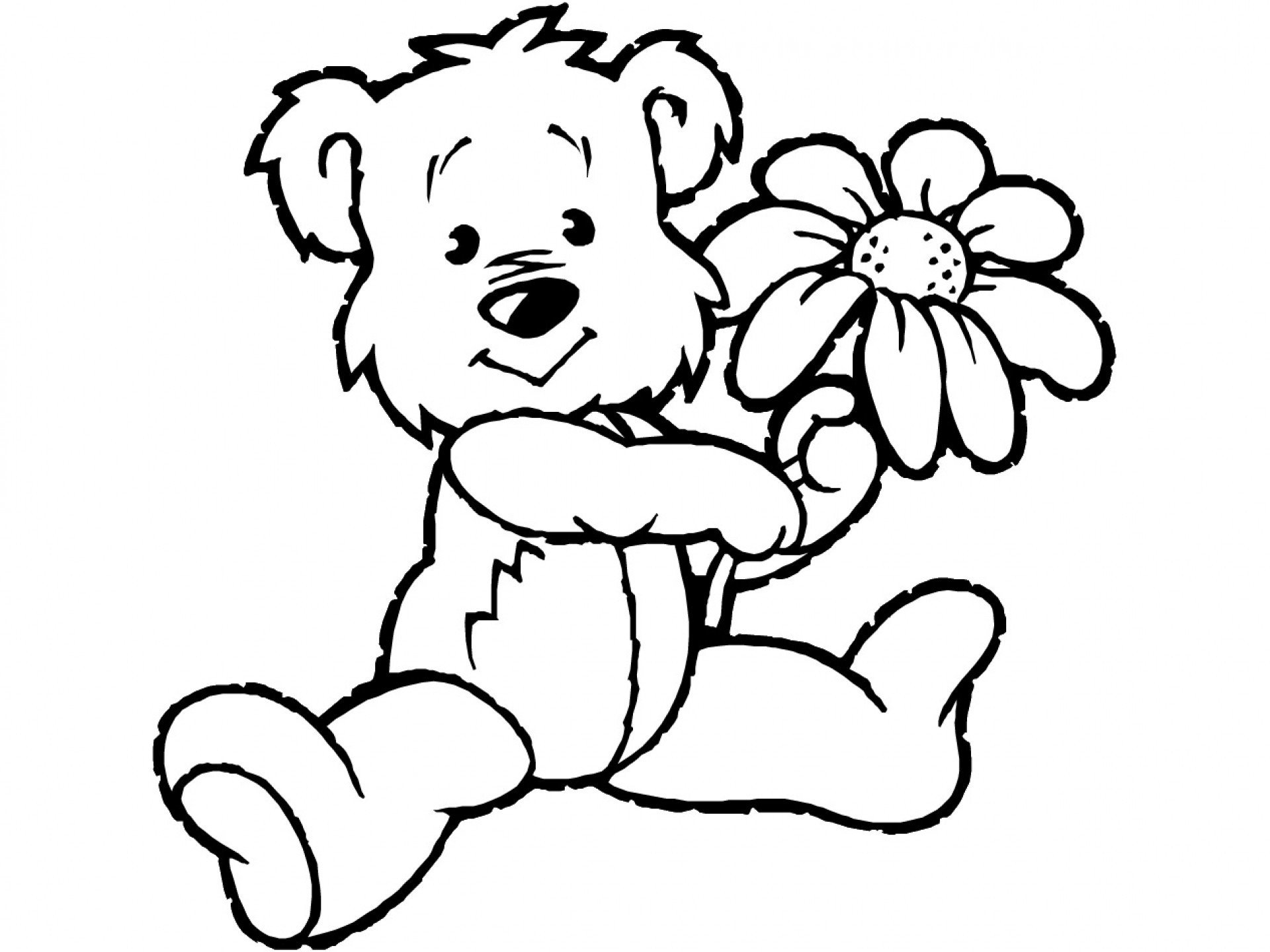 Bear And His Flower Bears And Cubs Coloring Pages