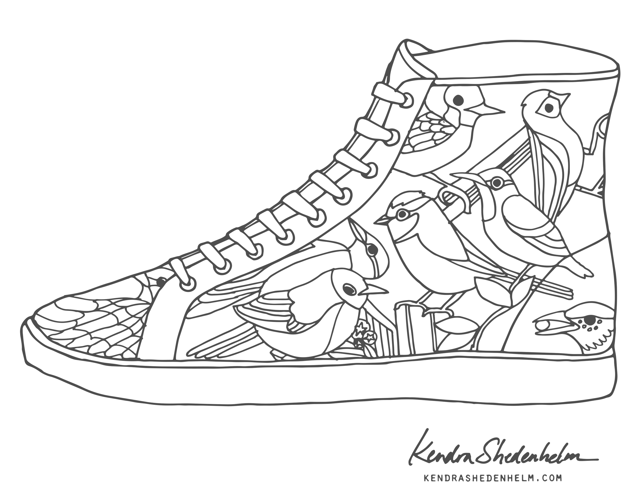 Birds Doodles Shoes And FREE Coloring Pages Kendra Shedenhelm