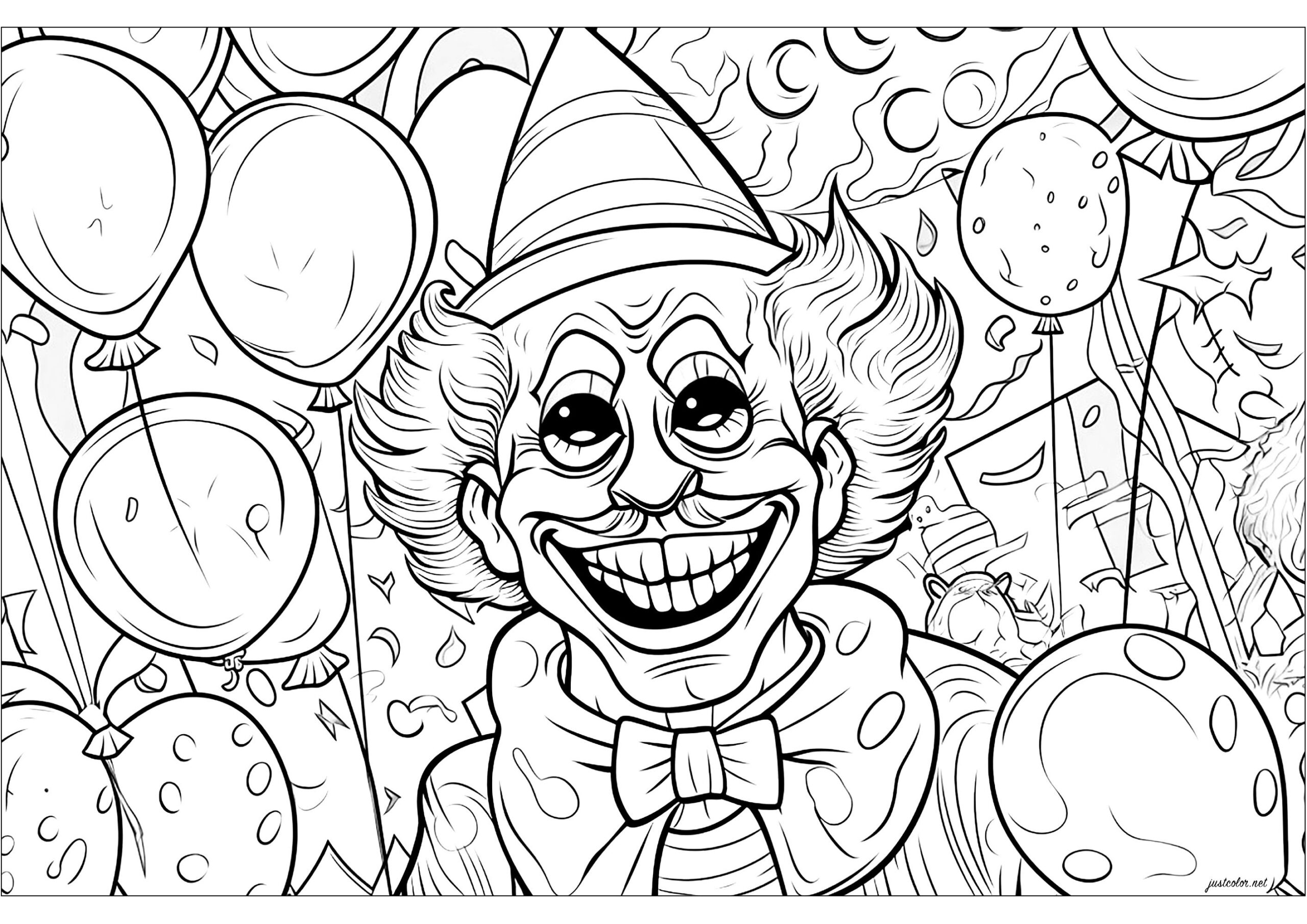 Bruno The Evil Clown Halloween Coloring Pages For Adults