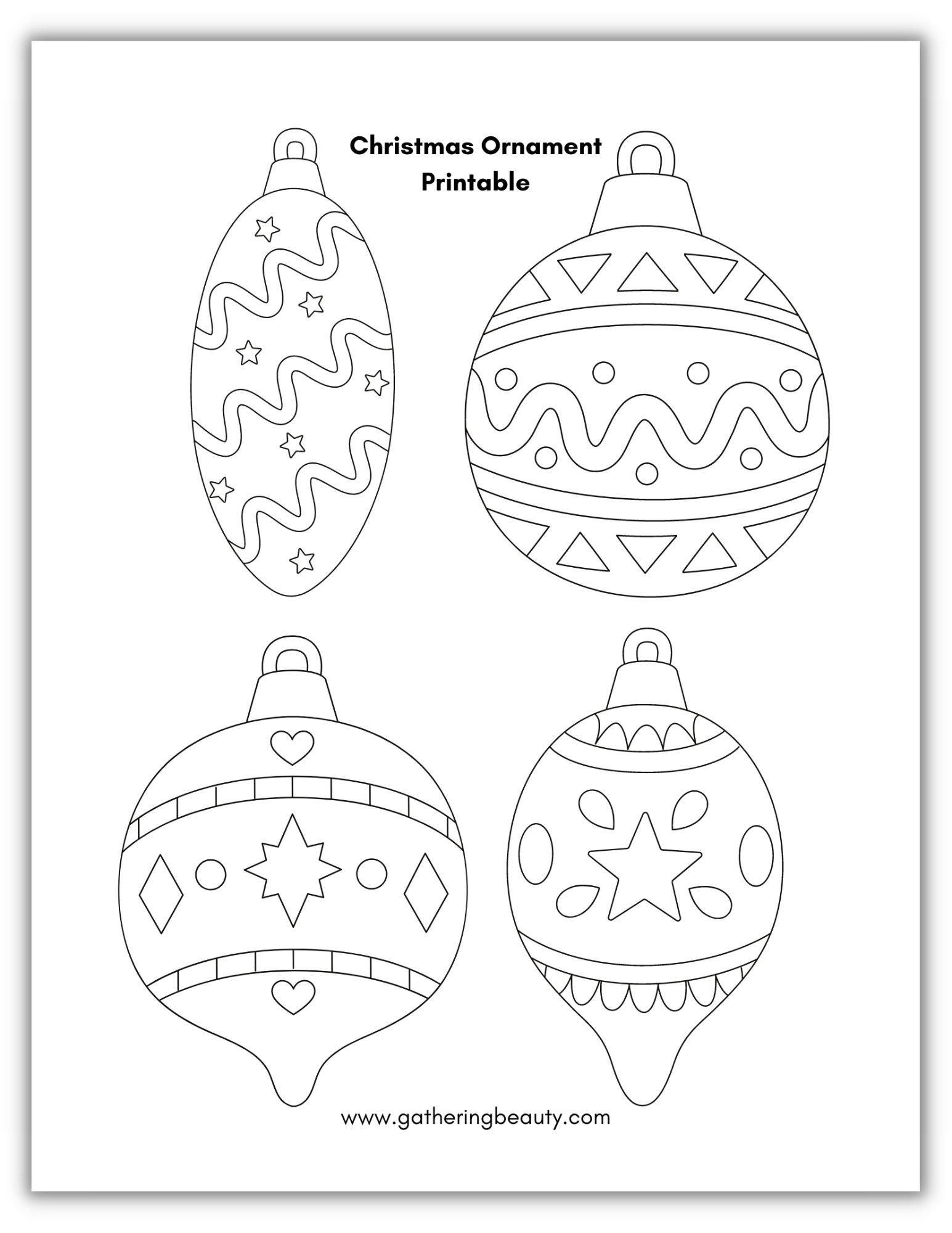 Christmas Ornaments Coloring Pages Printable