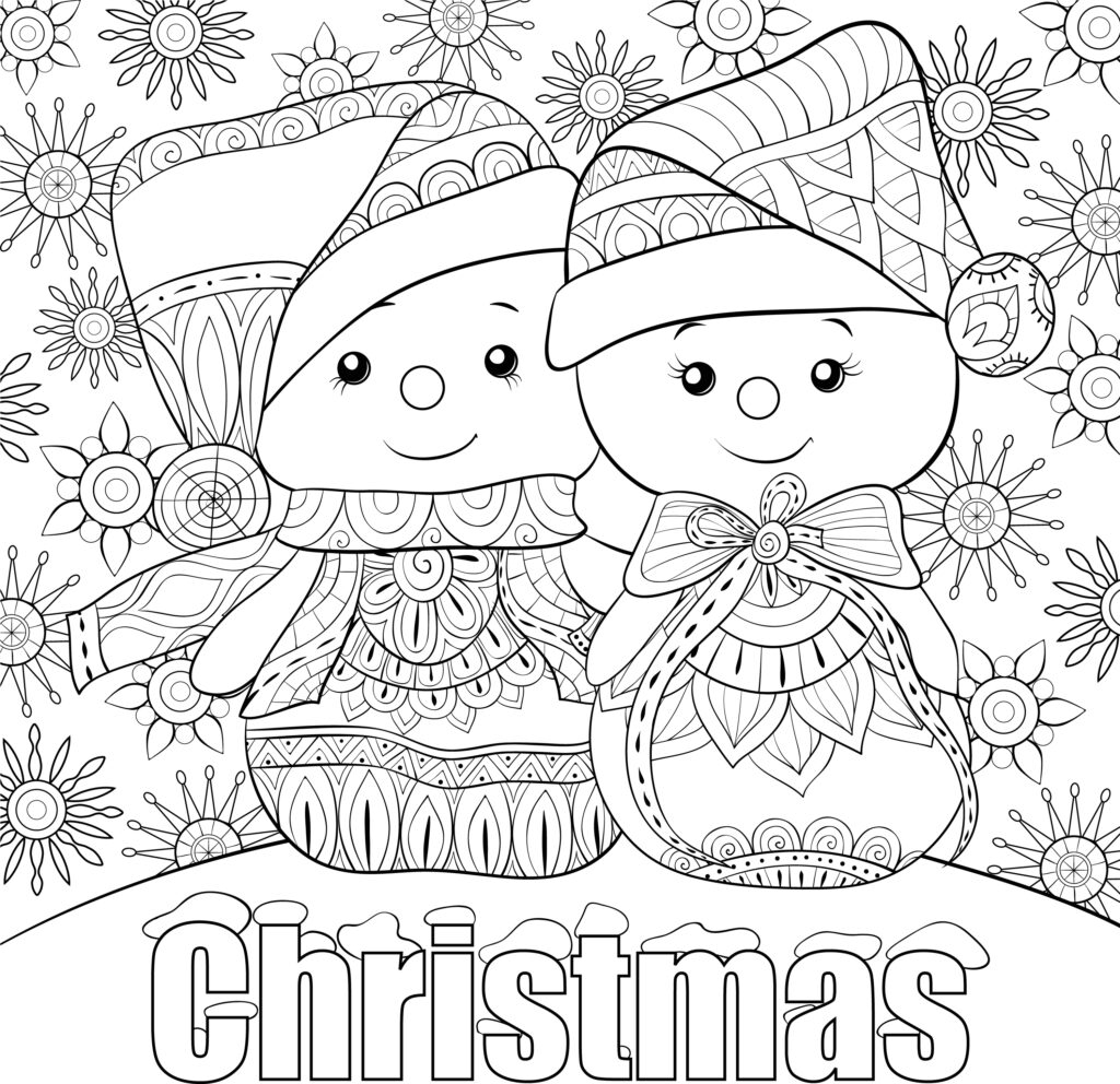 Christmas Snowmen Colouring Page For Kids Thrifty Mommas Tips