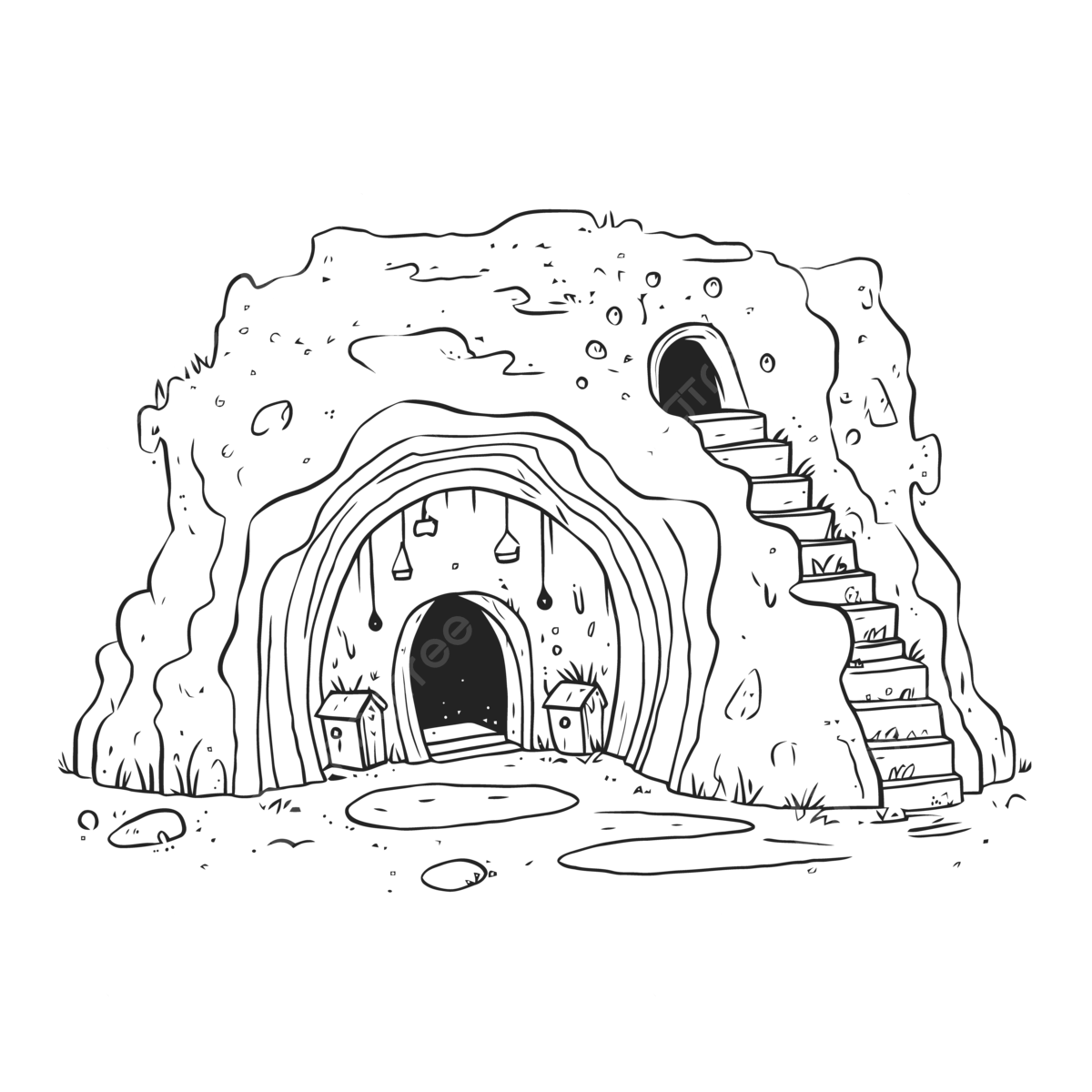 Coloring Page With An Underground Cave Outline Sketch Drawing Vector Wing Drawing Ring Drawing Color Drawing PNG And Vector With Transparent Background For Free Download