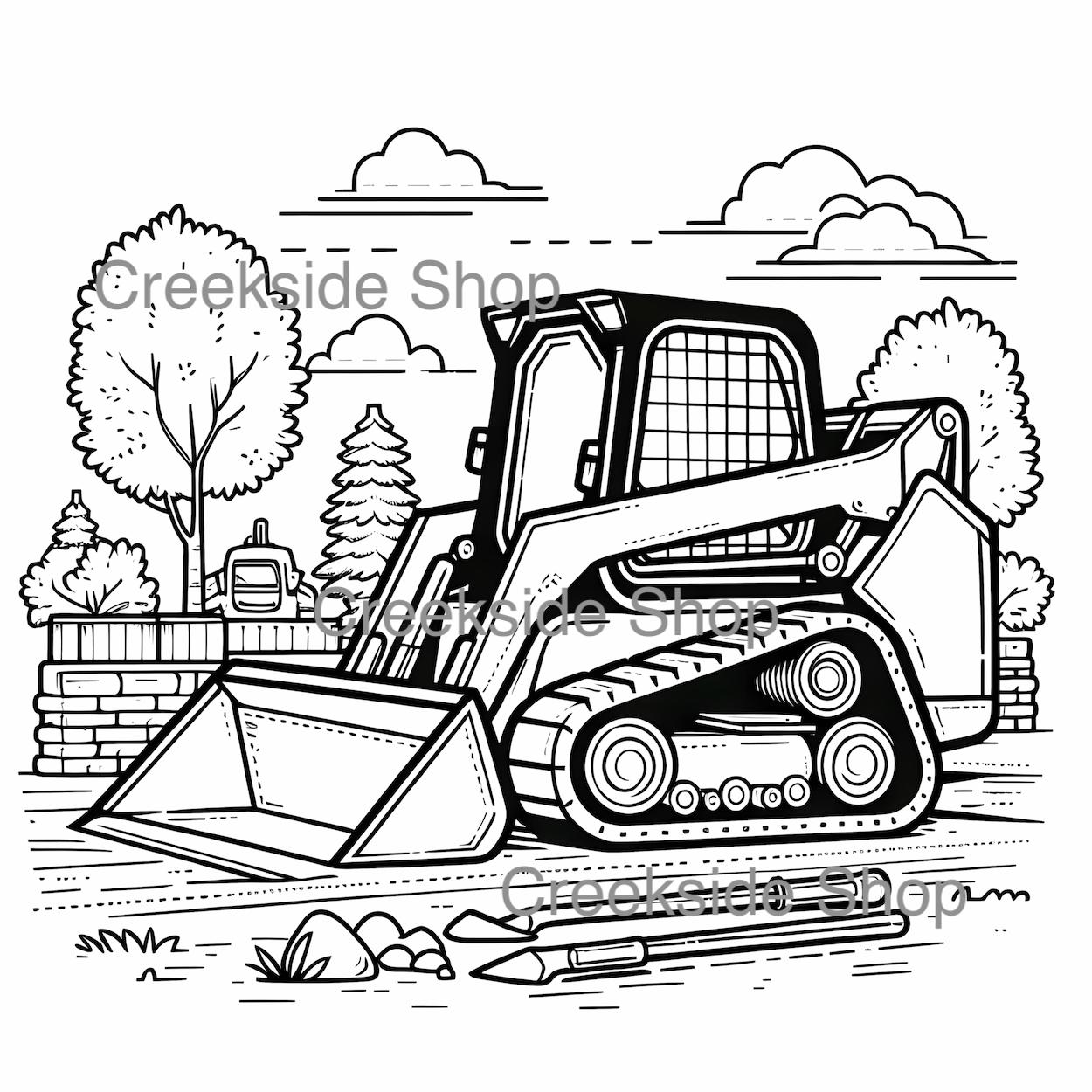 Printable Skid Loader Coloring Page