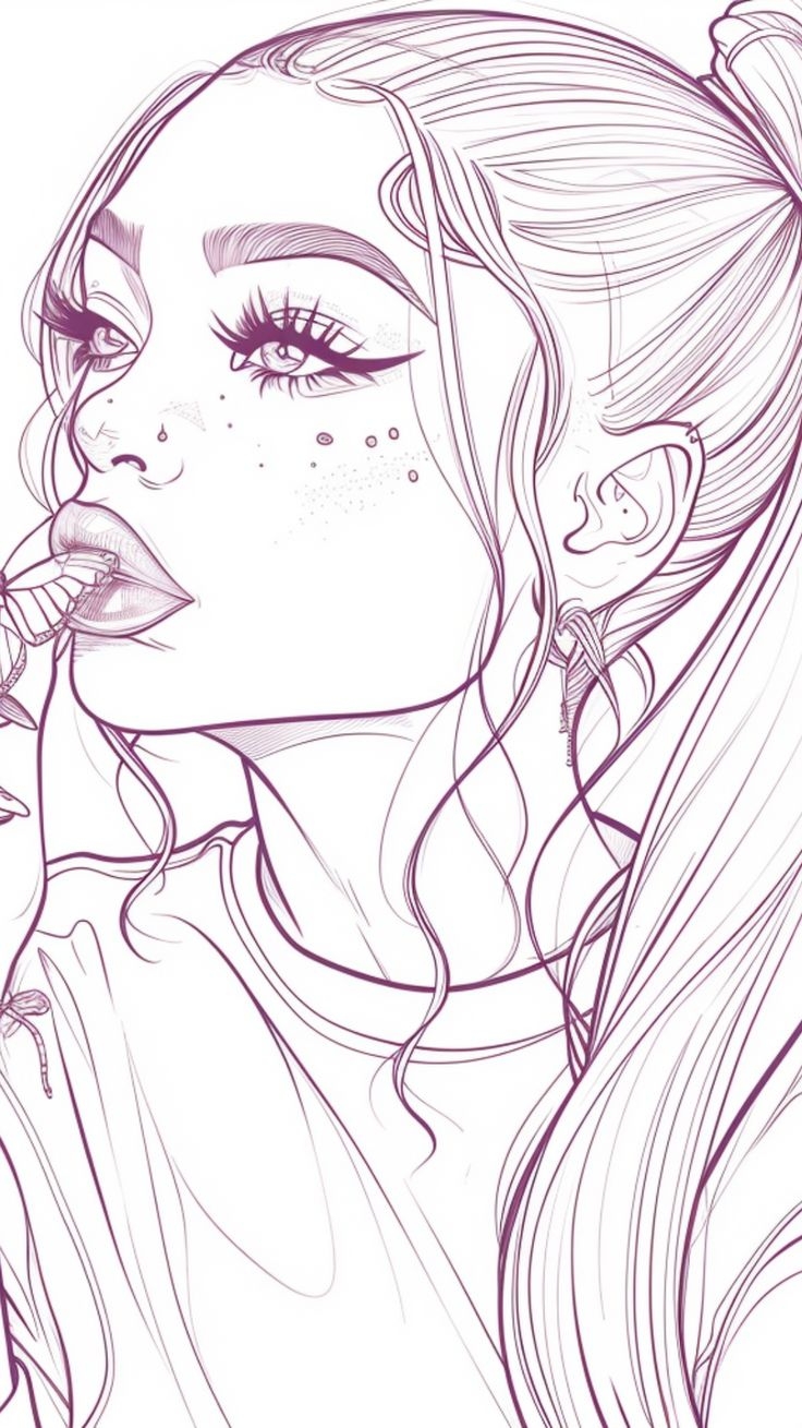 Cute Baddie Coloring Pages Instant Download