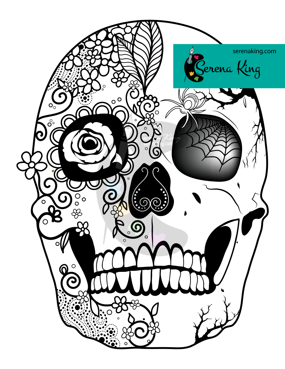 Day Of The Dead Coloring Page 3 Serena King