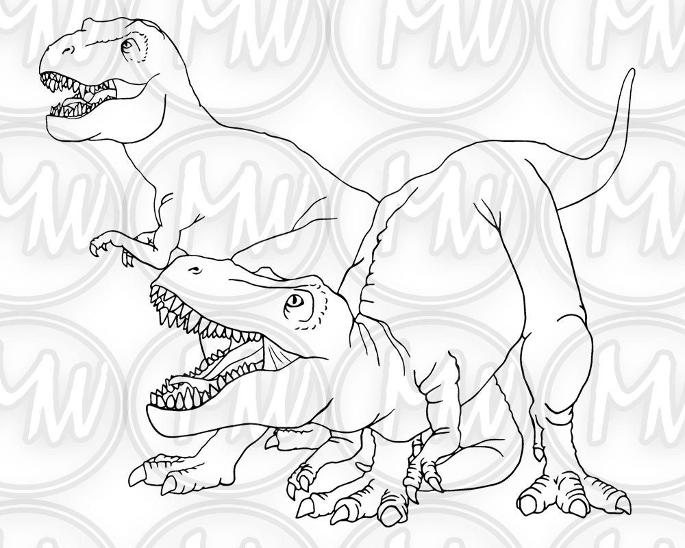 Dinosaur t rex Printable Coloring Page Digital Stamp Illustration Coloring Book Instant Download Line Art Crafts Cards Dinosaur 054 Etsy