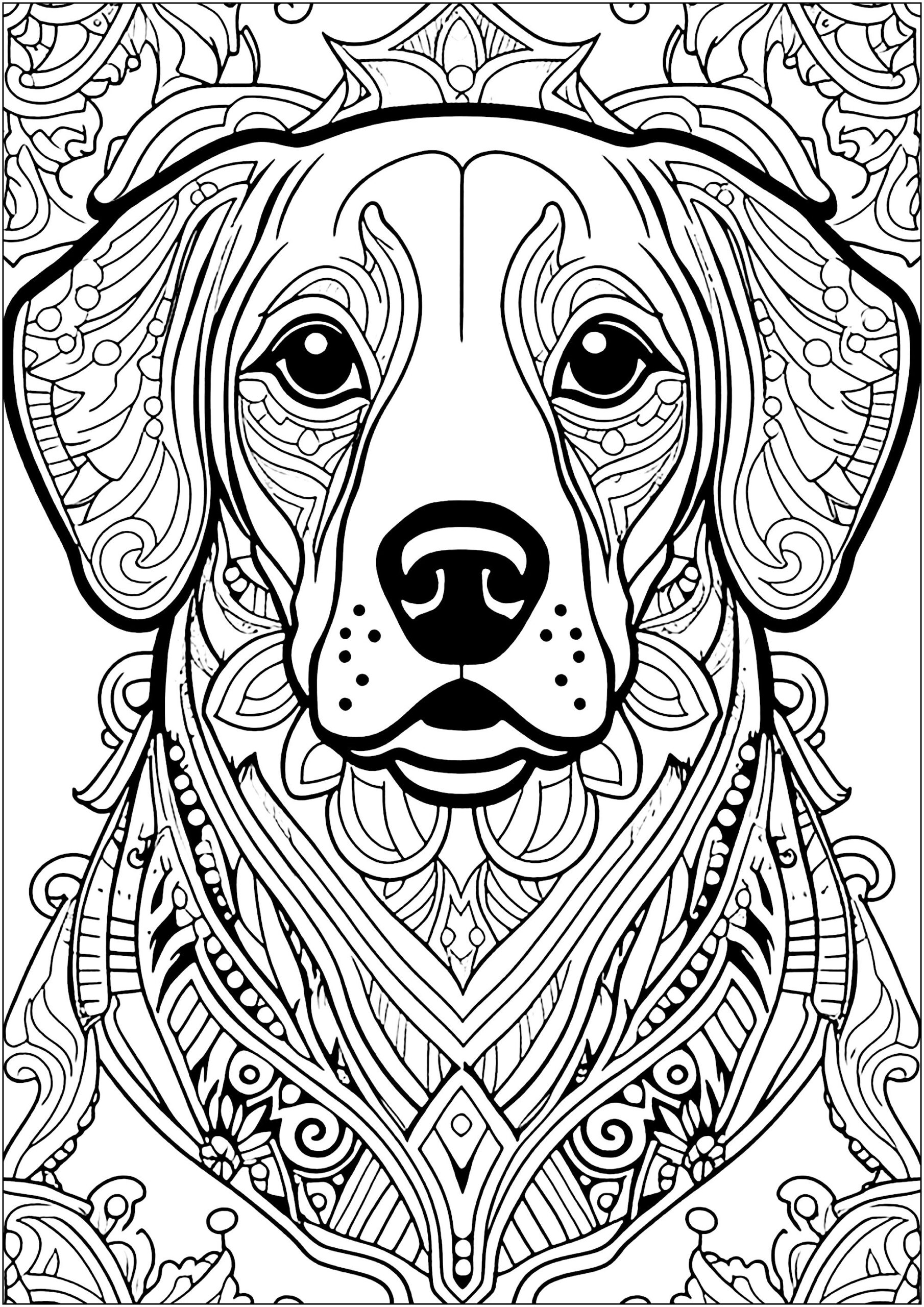 Dog With Nice Patterns Dog Coloring Pages For Adults