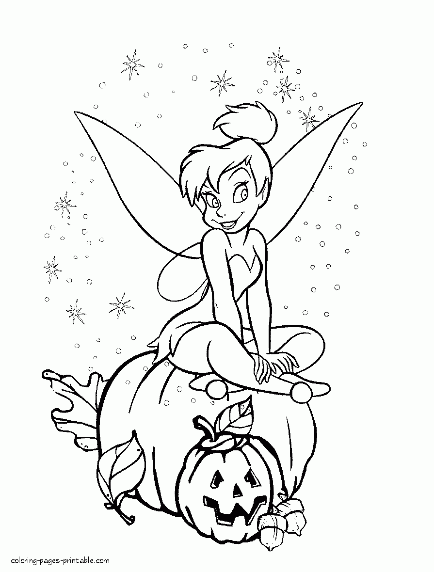Fairy On The Pumpkin Disney Halloween Coloring Pages COLORING PAGES PRINTABLE COM