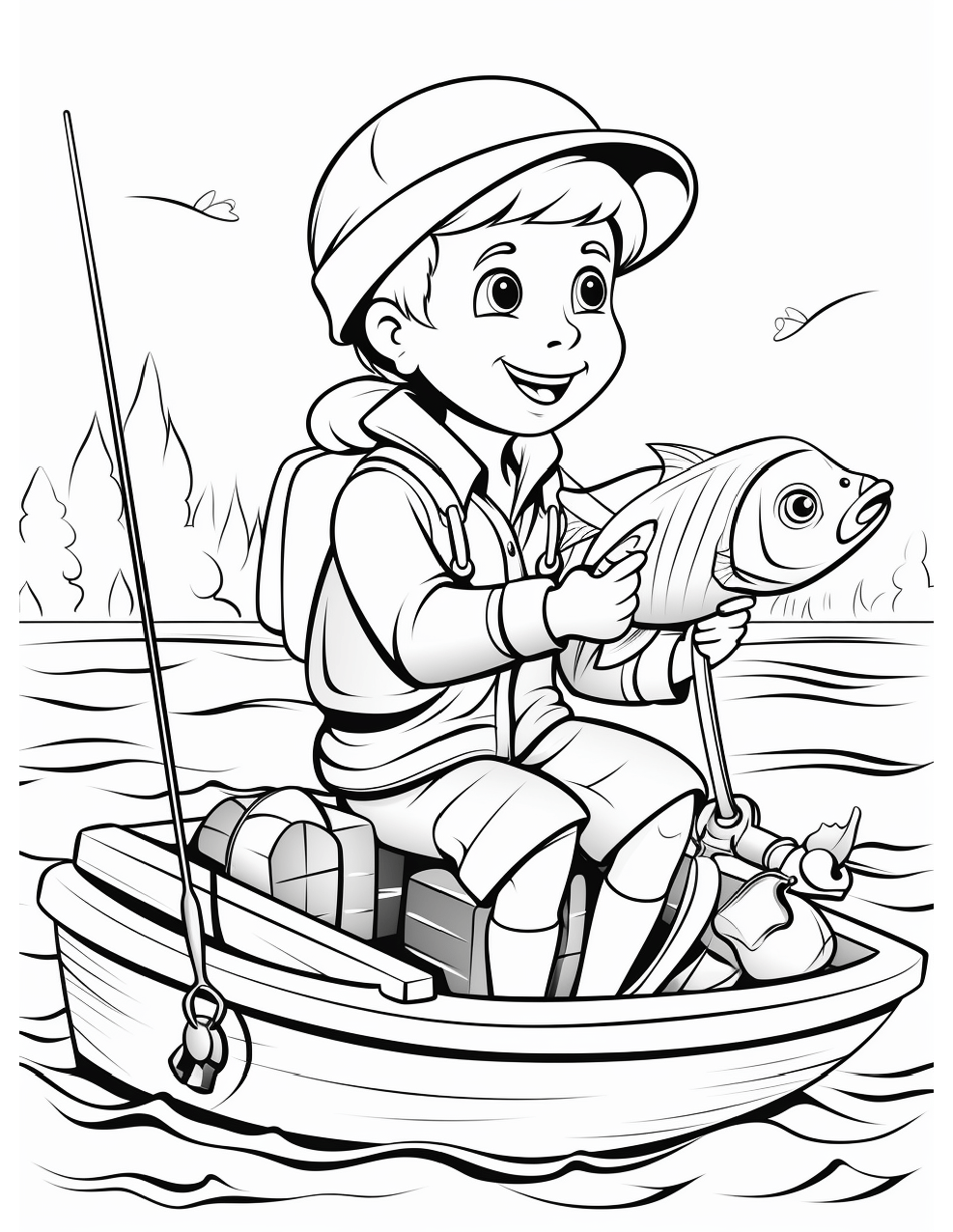 Printable Fishing Coloring Pages