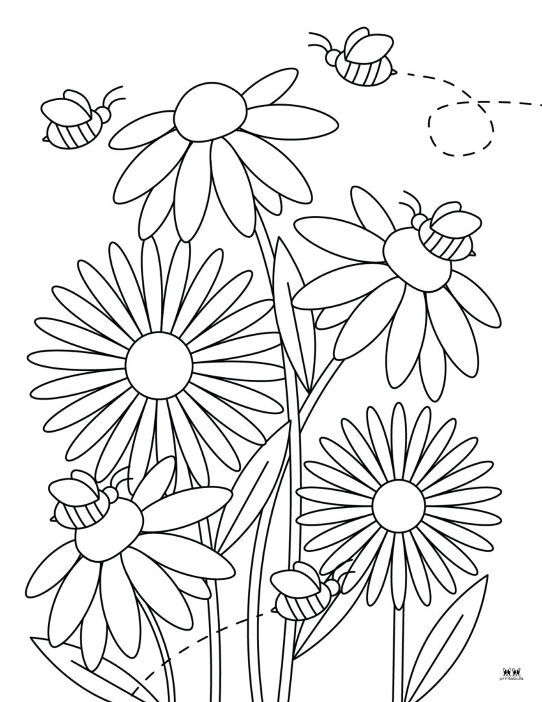 Flower Coloring Pages 50 FREE Printable Pages Printabulls Worksheets Library
