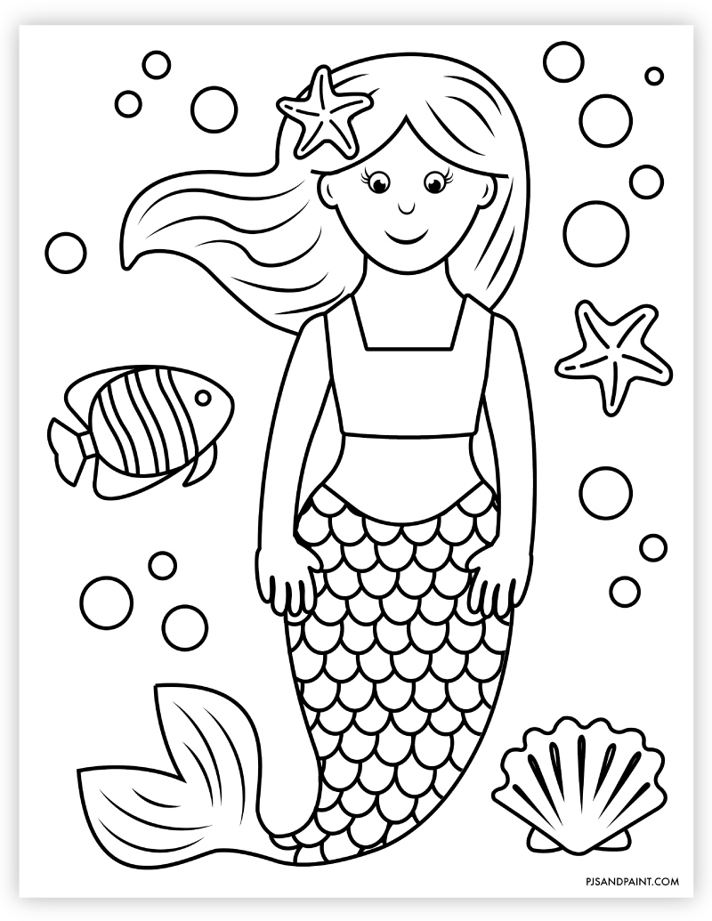 Free Printable Mermaid Coloring Page For Kids Pjs And Paint