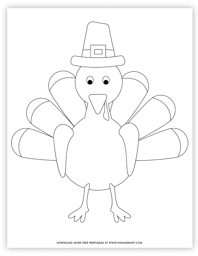 free printable turkey coloring page pjs and paint