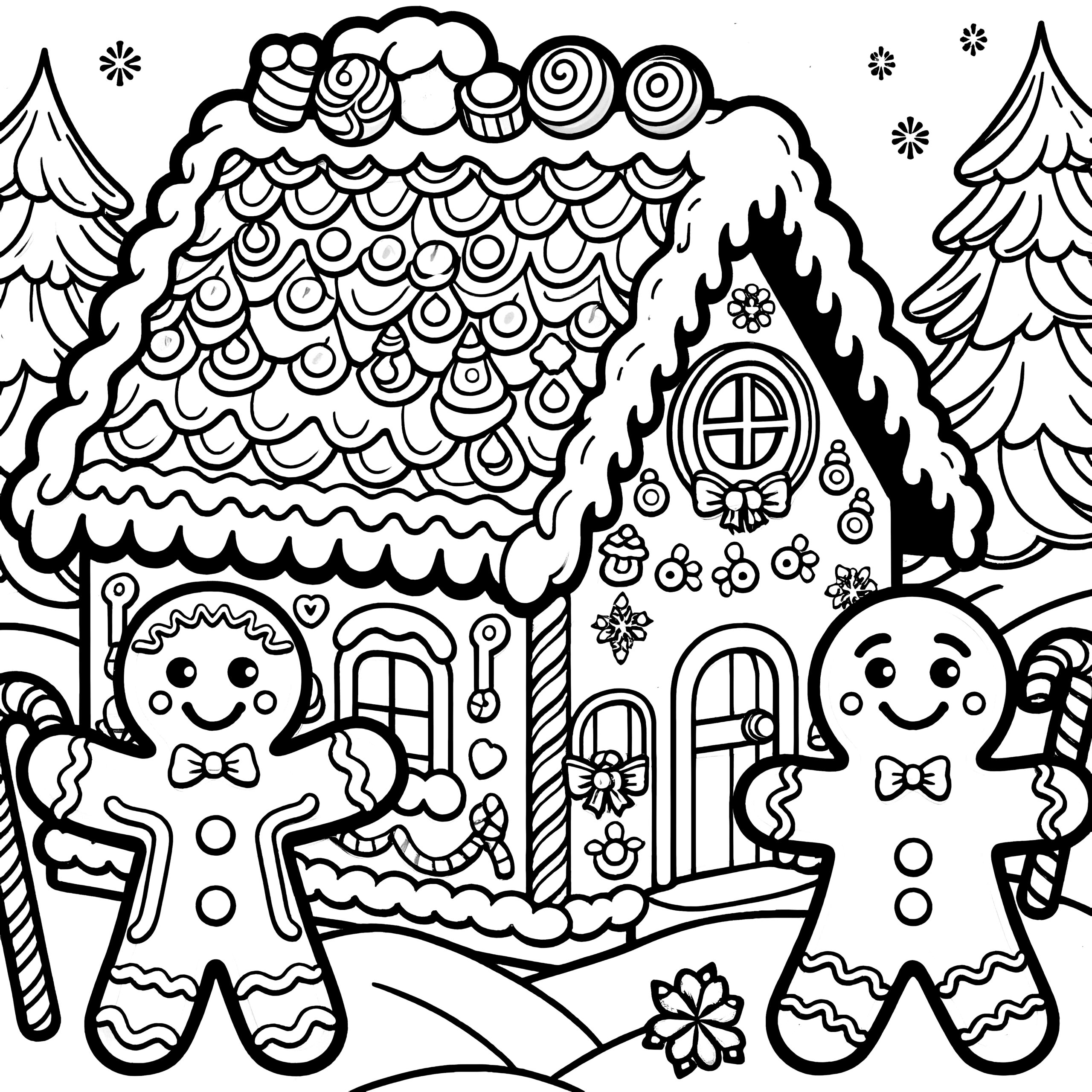 Gingerbread House Free Coloring Page