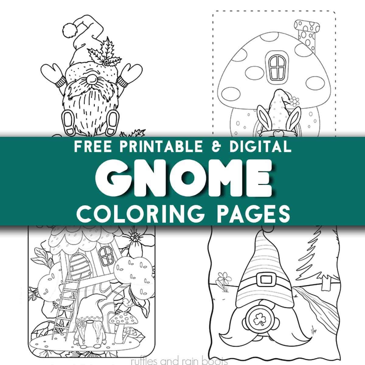 Gnome Coloring Pages Both Printable And Digital Ruffles And Rain Boots