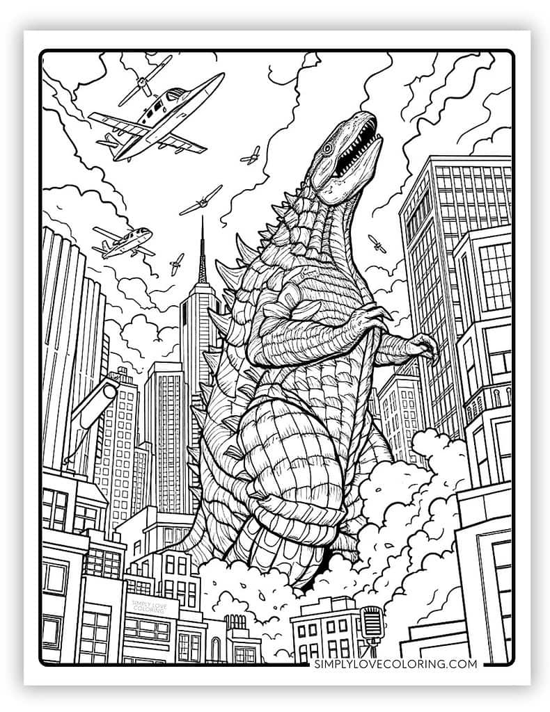 Printable Realistic Godzilla Coloring Pages