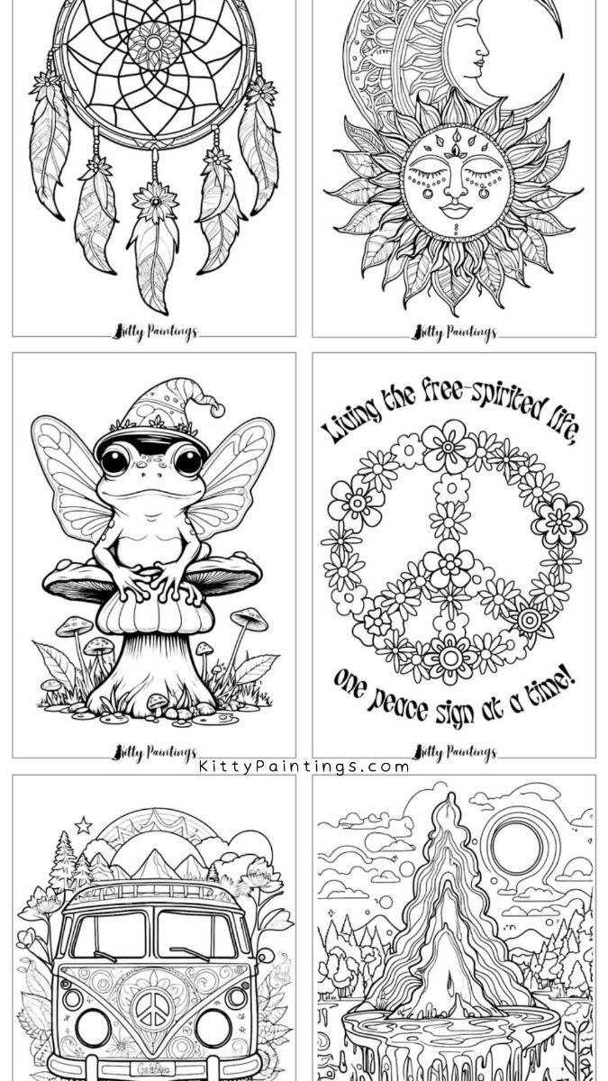 Hippie Coloring Pages Free Printable