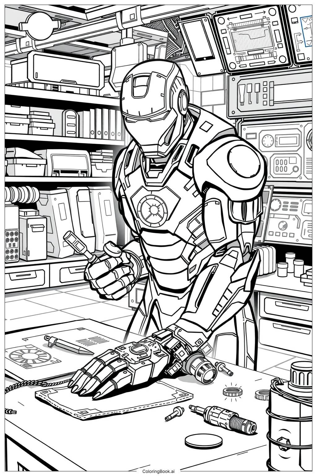 Iron Man And Spiderman High Five Coloring Page Free PDF PNG Printable 