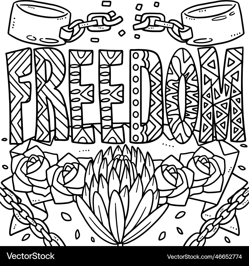 Juneteenth Freedom Coloring Page For Kids Vector Image