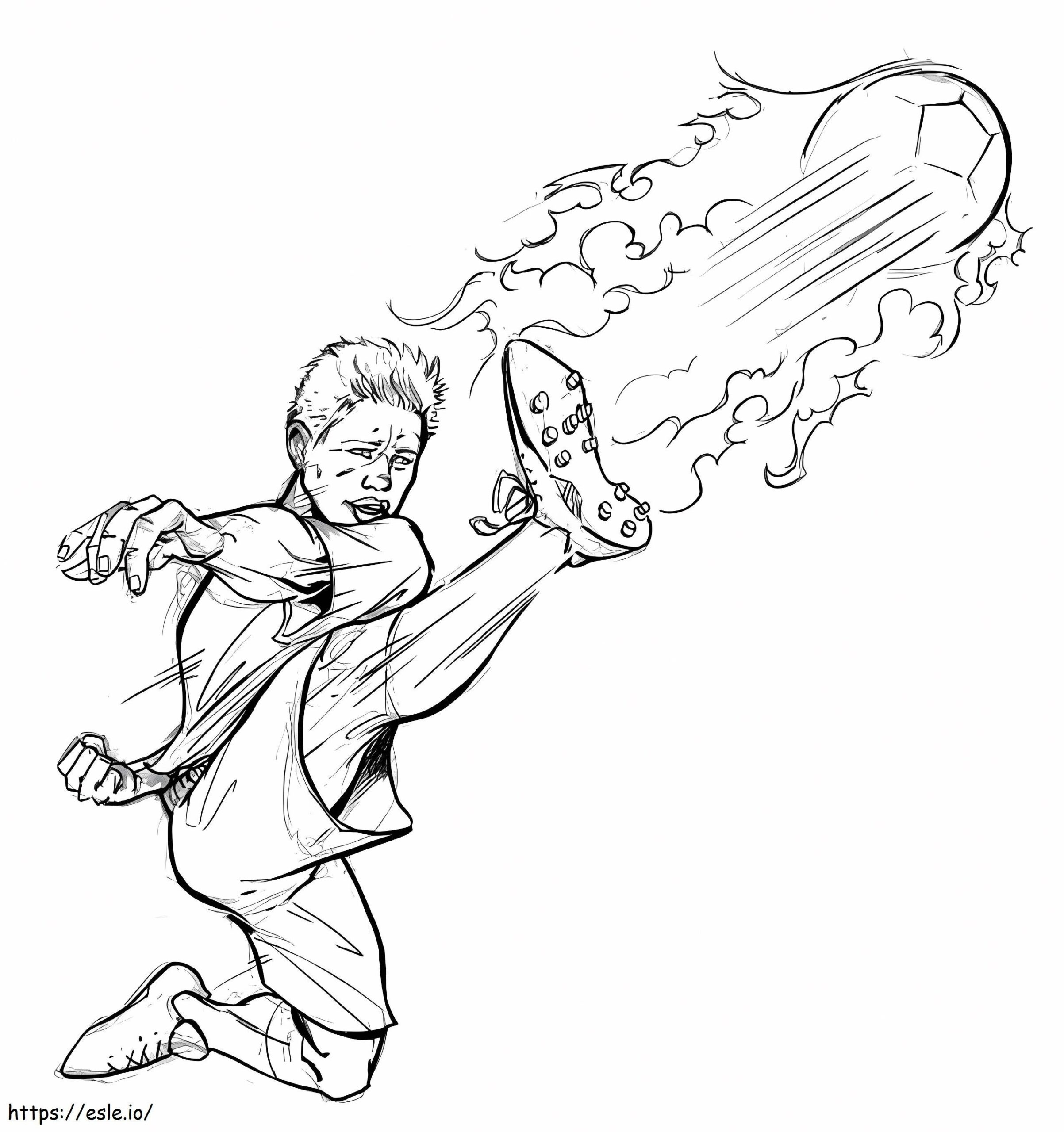 Kevin De Bruyne Kicks The Ball Coloring Page