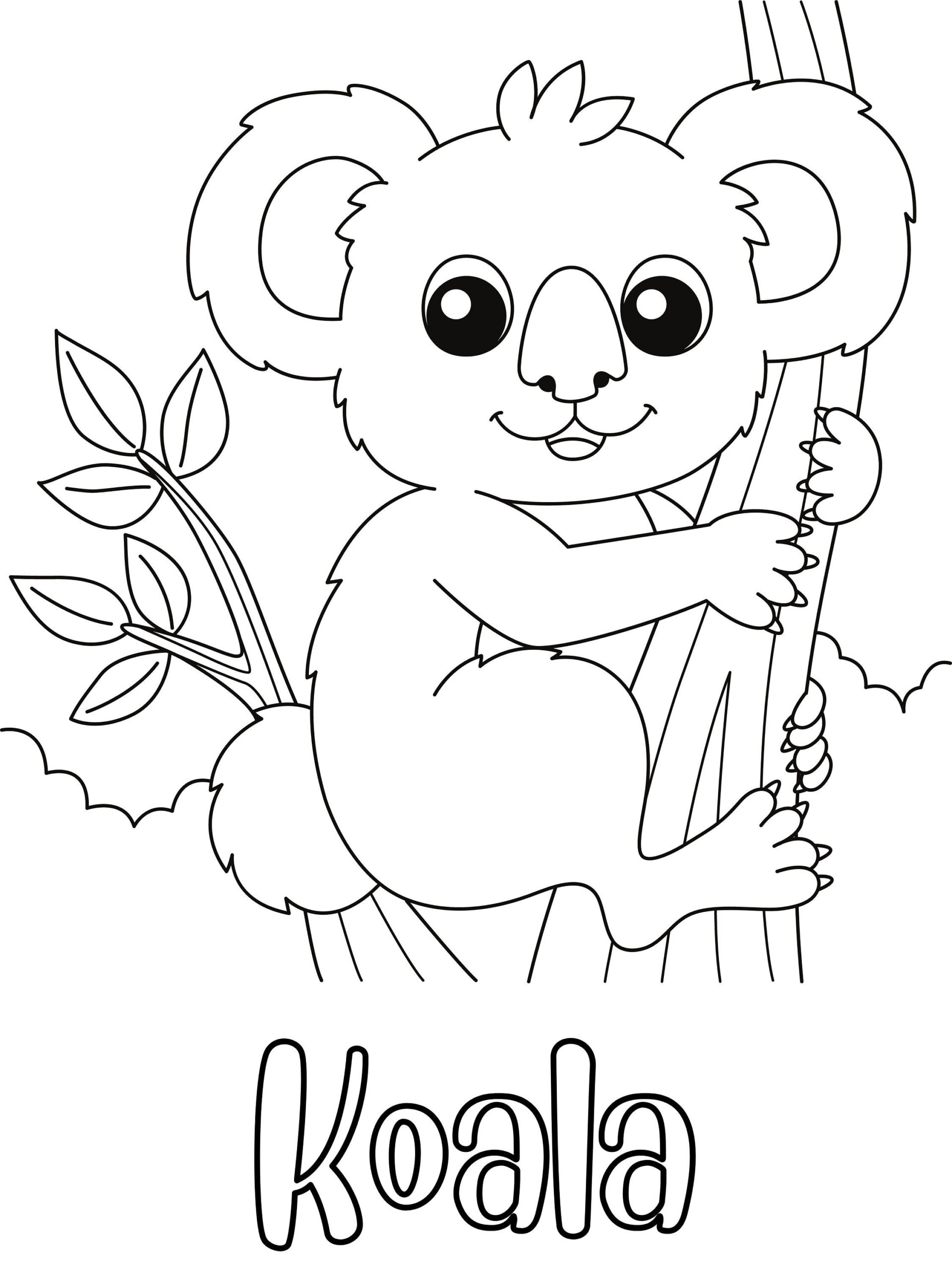 Koala Coloring Page DIGITAL DOWNLOAD Printable Etsy