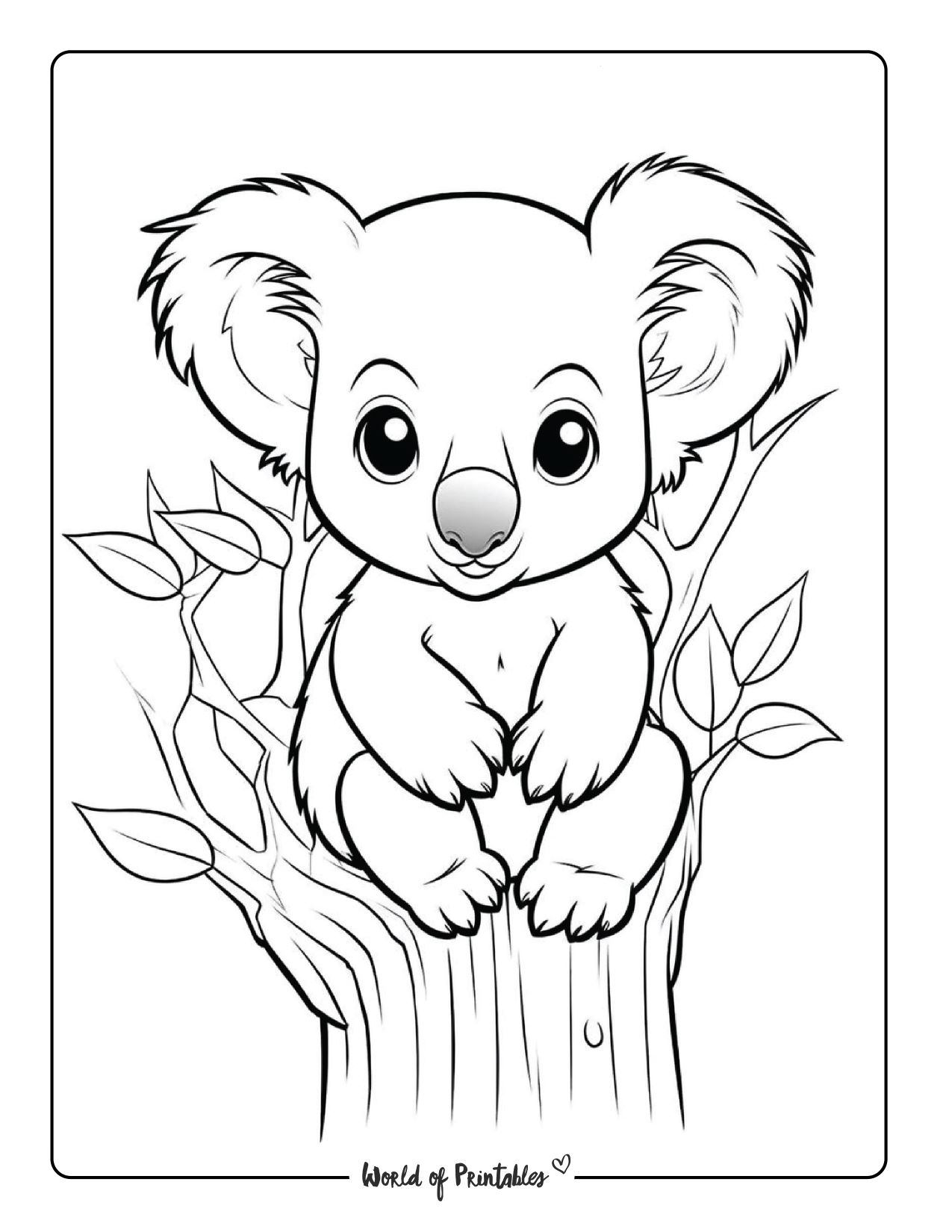 Koala Coloring Pages For Kids Adults World Of Printables