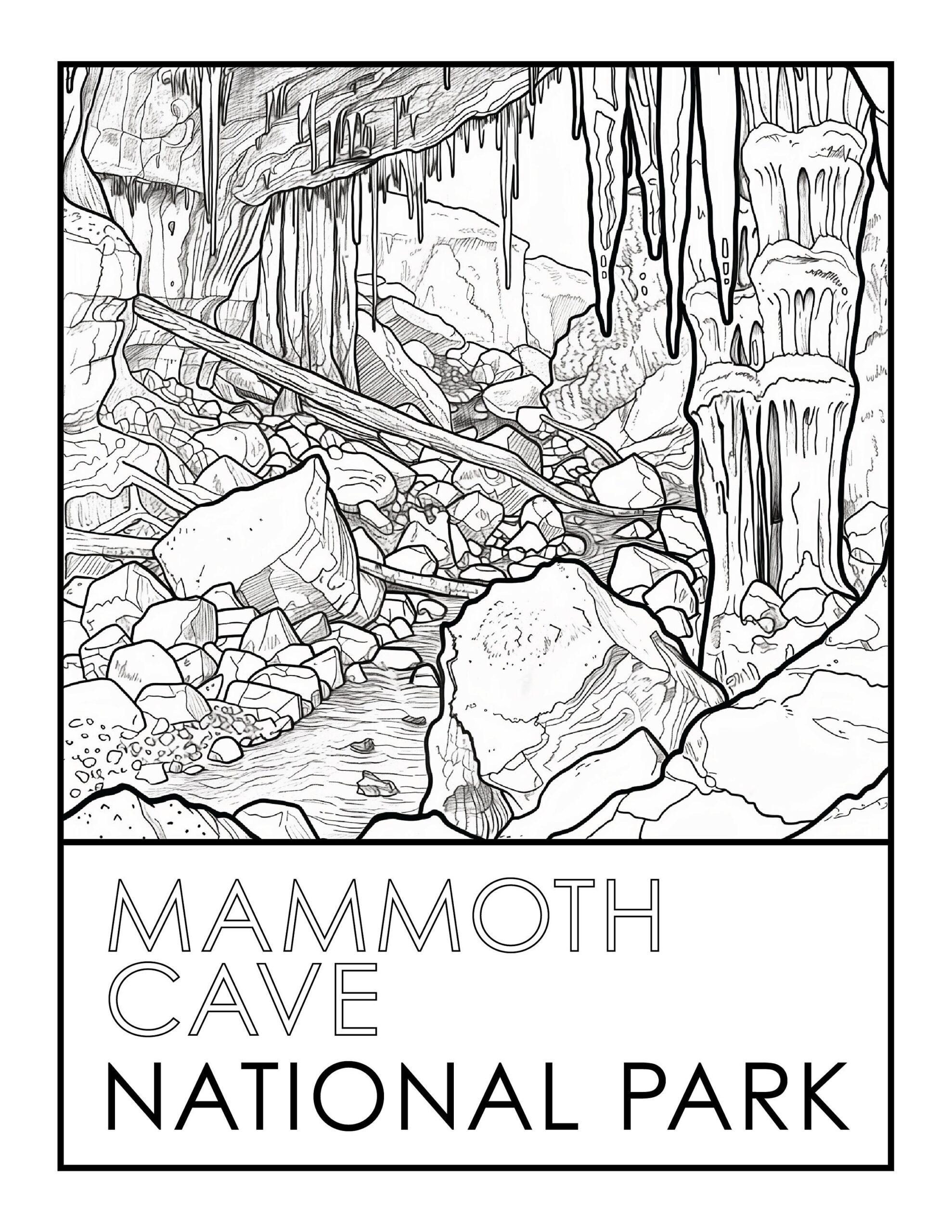 Mammoth Cave National Park Coloring Page Etsy