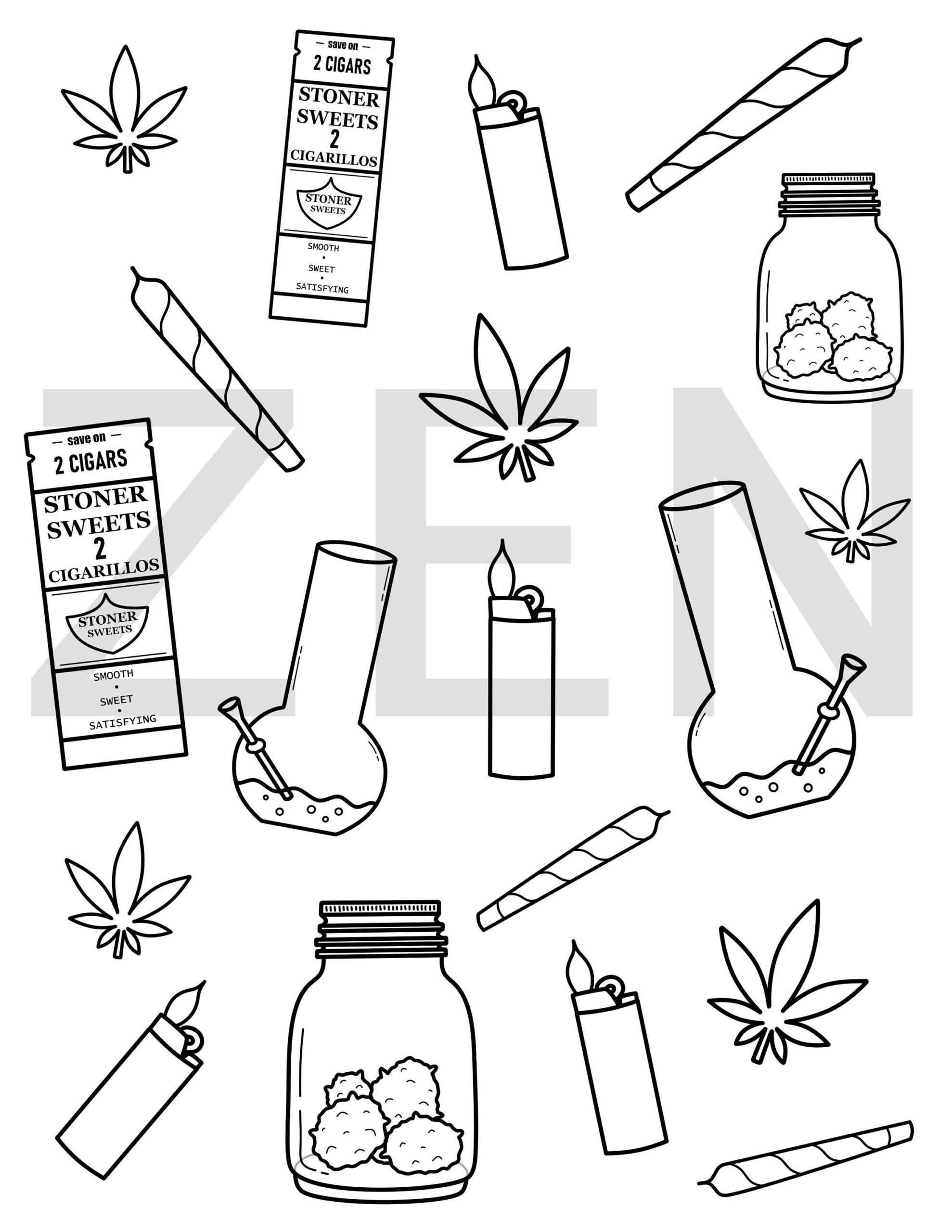 Marijuana Pattern Printable Coloring Page Adult Coloring Page Coloring Pages For Adults Stoner Coloring Page Weed Coloring Sheet Etsy