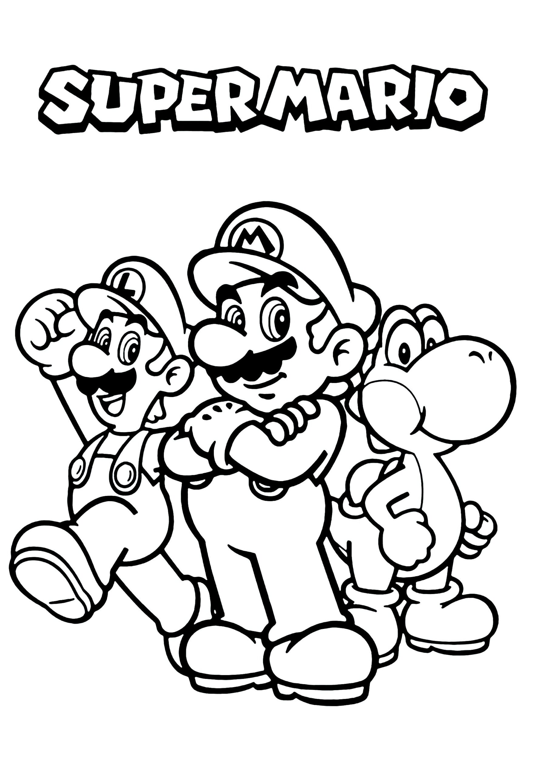 Mario Luigi And Yoshi With SUPER MARIO Logo Images Tagged mario Coloring Pages