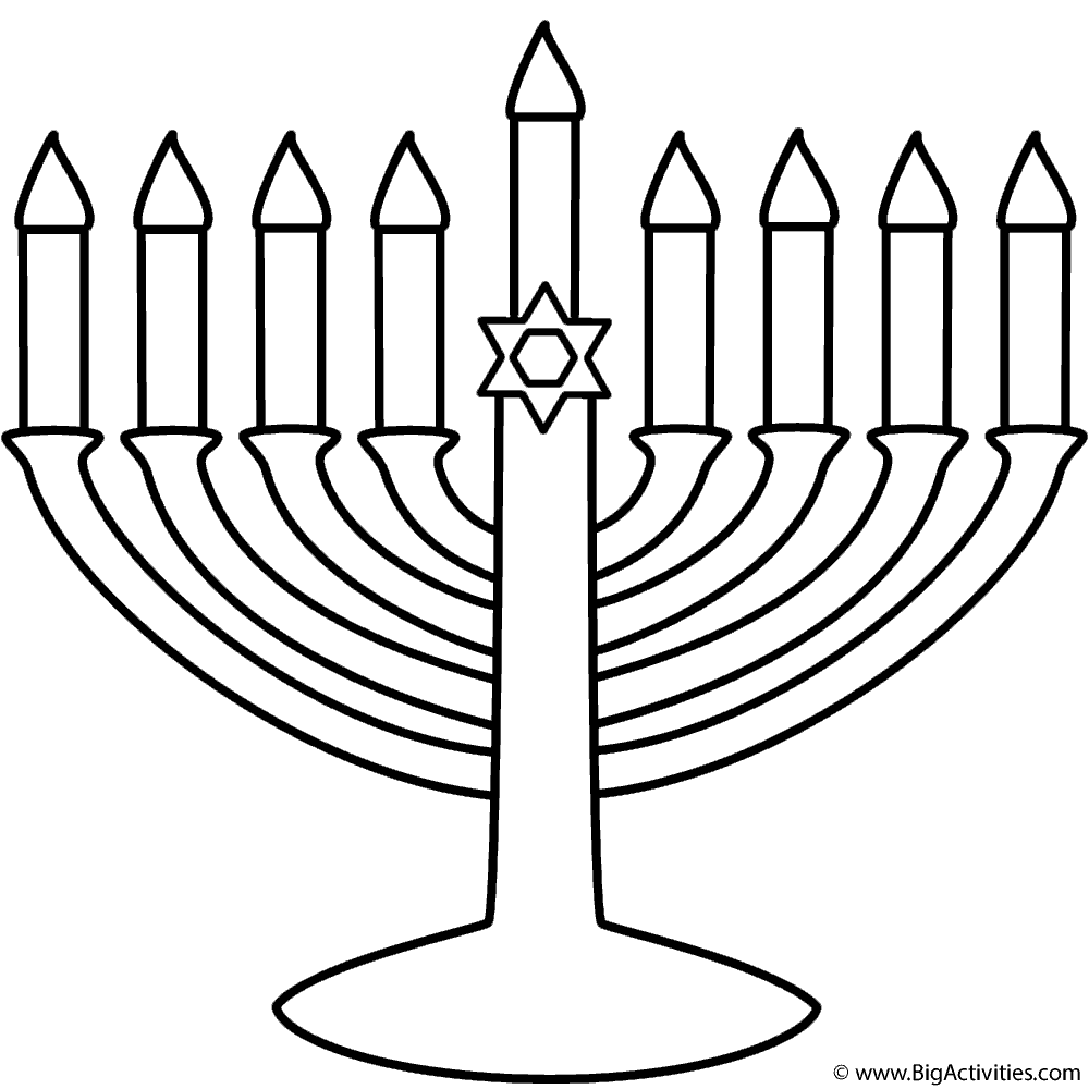 Menorah Coloring Page Hanukkah 