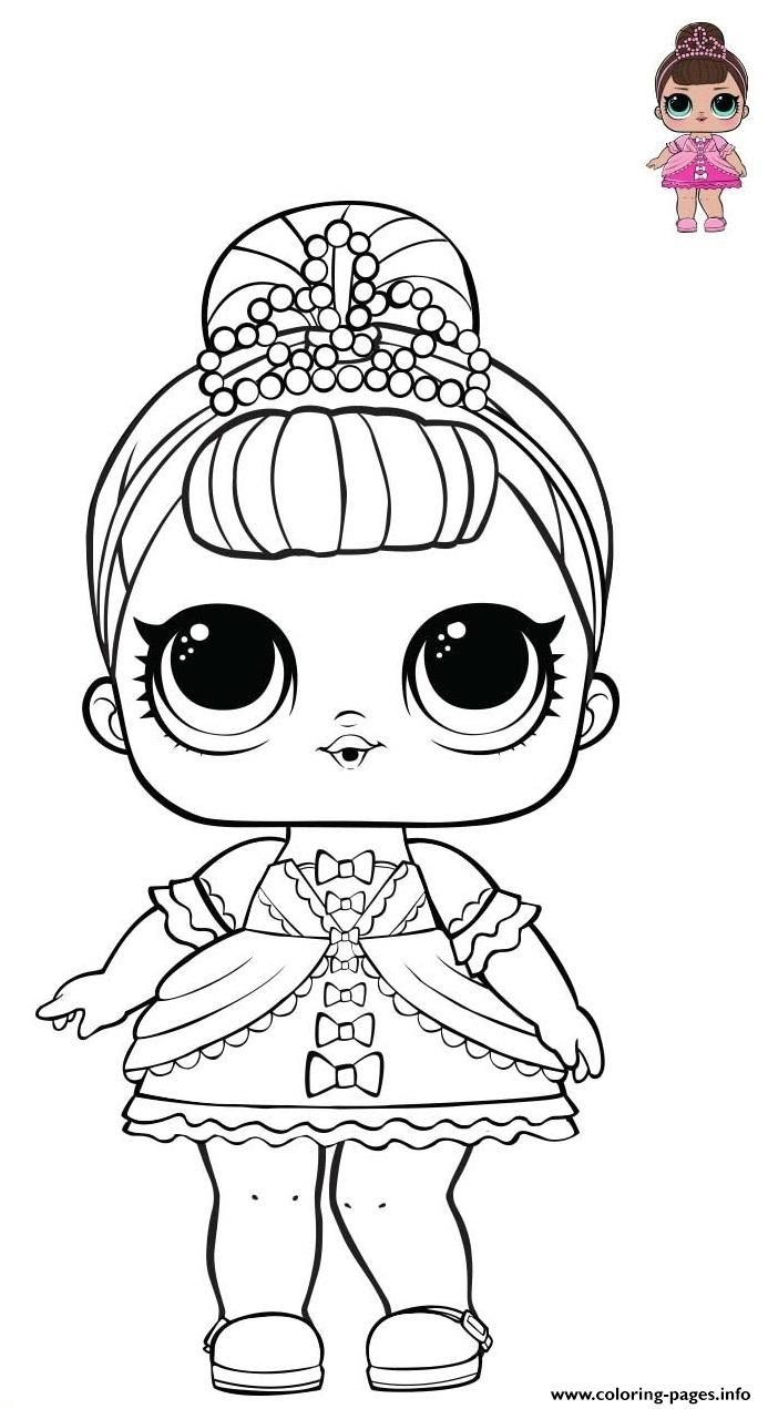 Princess LOL Surprise Pink Dress Coloring Page Printable