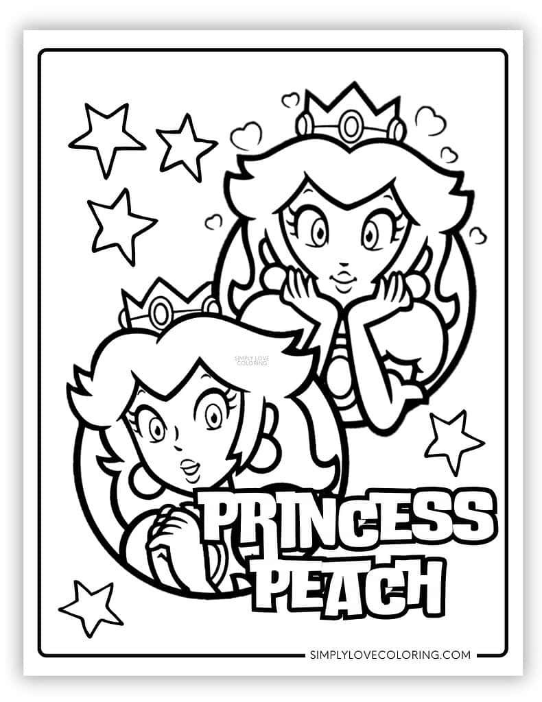 Princess Peach Coloring Pages Free PDF Printables Simply Love Coloring