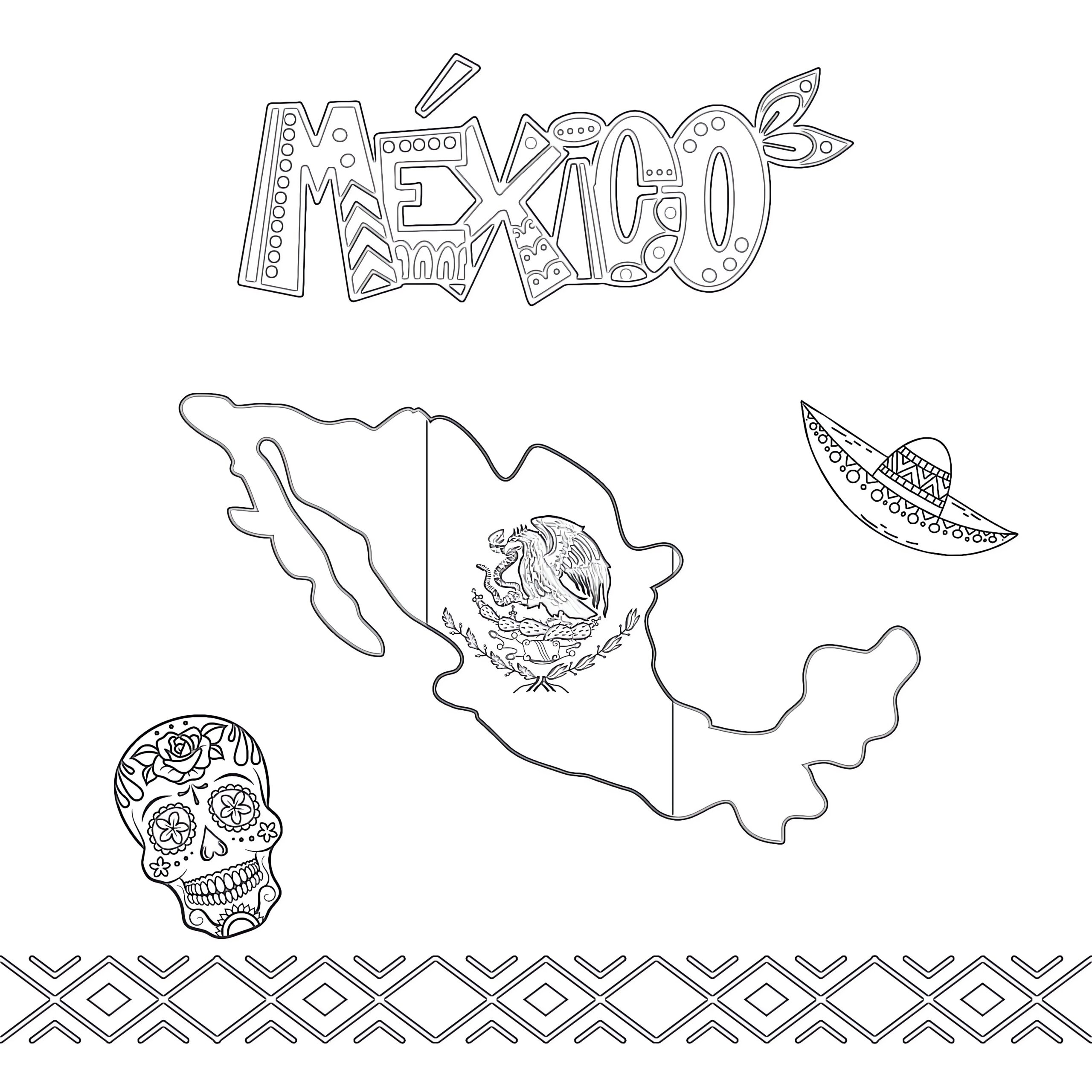 Printable Mexican Flag Coloring Page Coloring Pages Mimi Panda