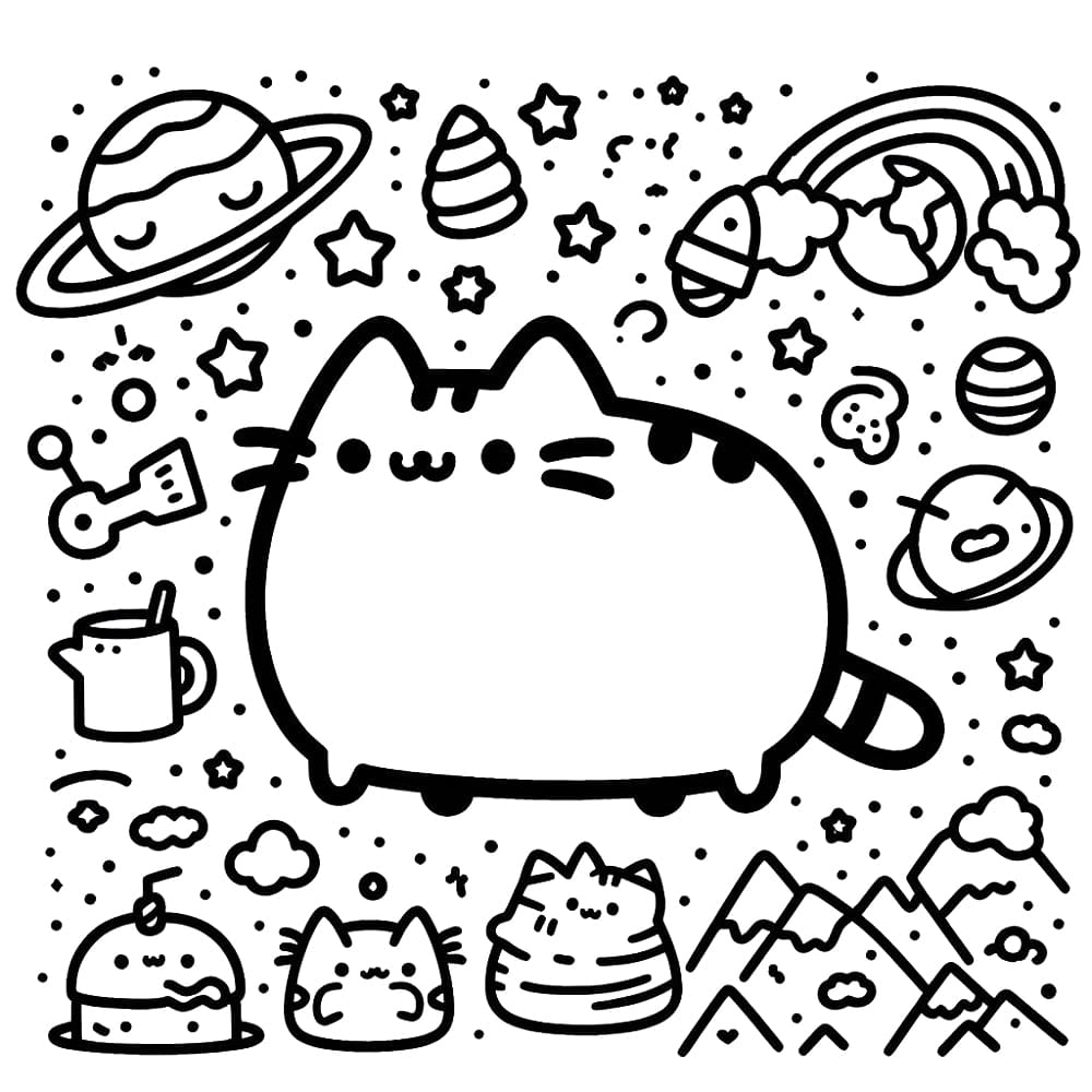 Pusheen Star Coloring Page Download Print Or Color Online For Free