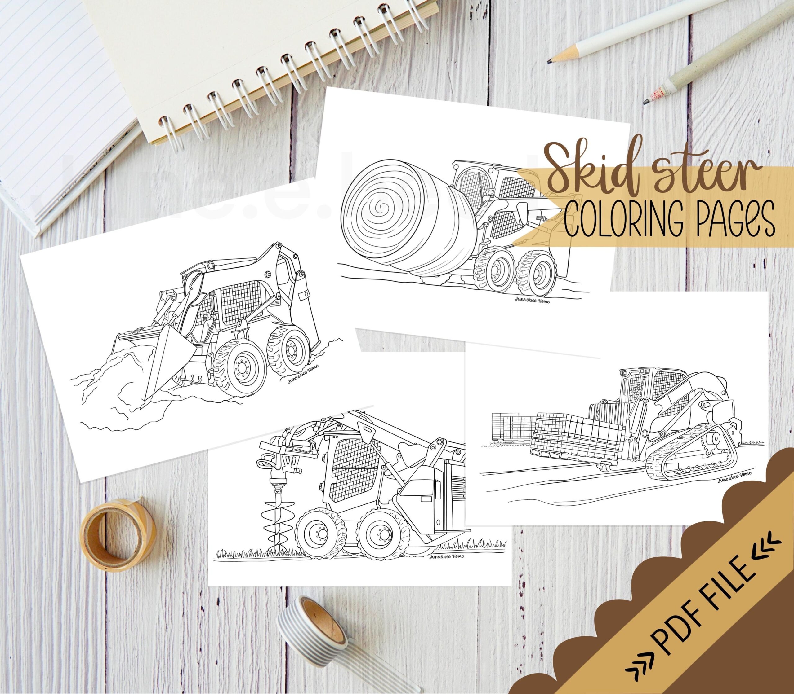 Skid Steer Coloring Pages Mini Loader Printable Construction Printable Skid Steer Printable Coloring Printables For Boys Etsy