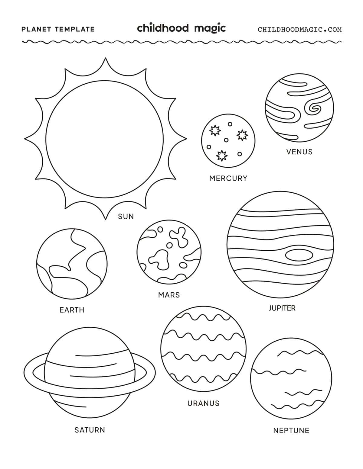 Solar System Coloring Page A Free Planet Printable Childhood Magic