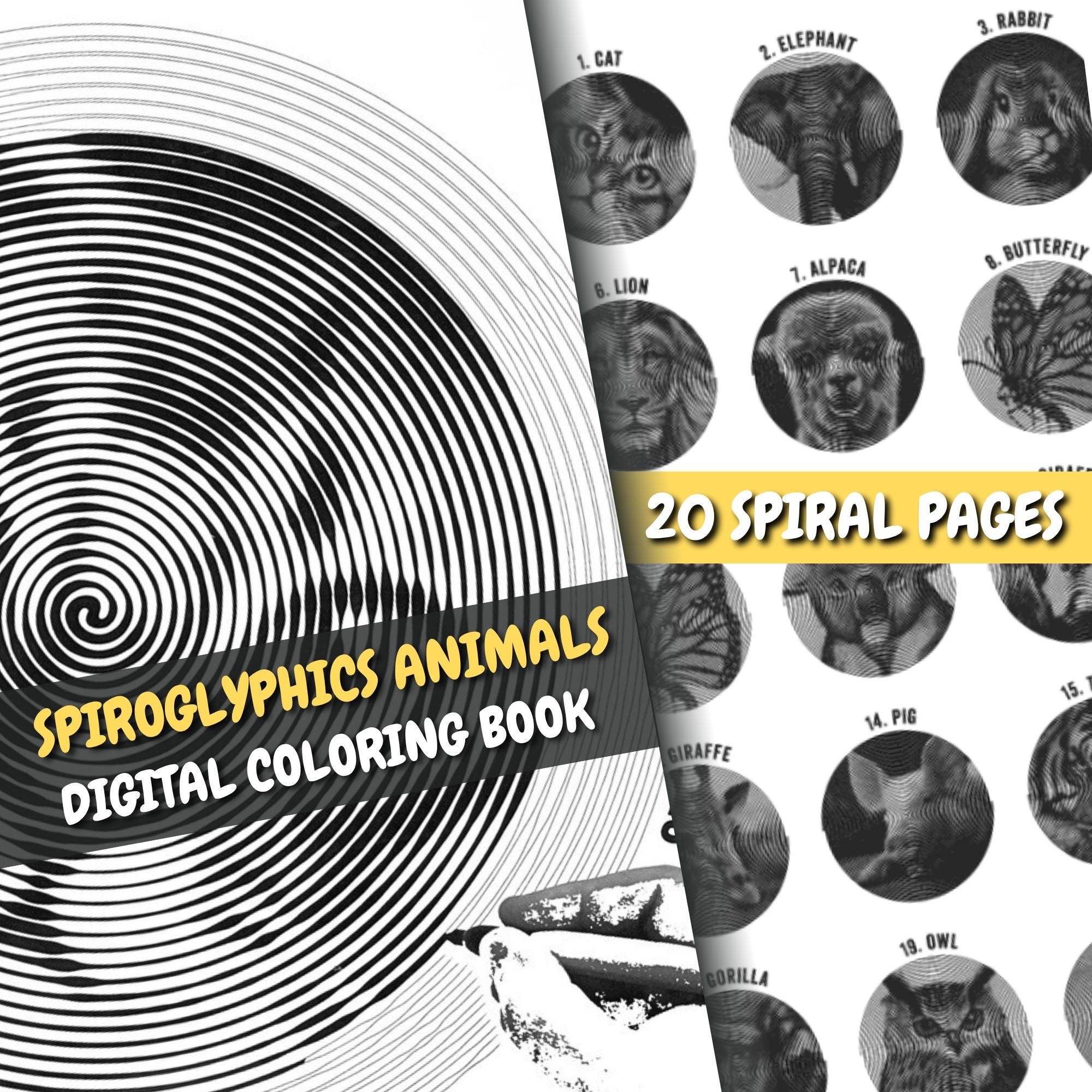 Spiral Coloring Spiroglyphics Coloring Book Optical Illusion Spiral Pages Printable PDF Relaxing Adult Activity Instant Download Etsy