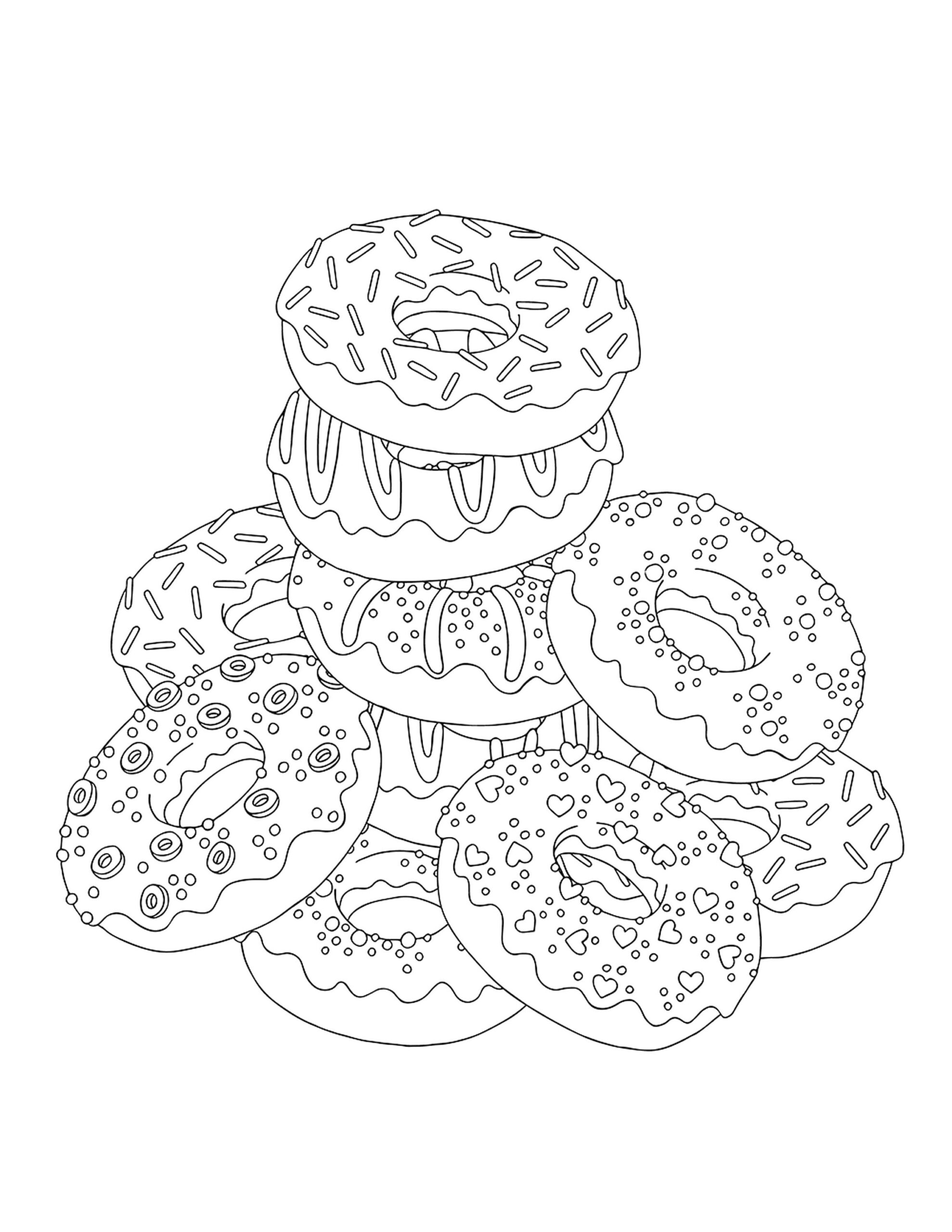 Stack Of Donuts Coloring Page Etsy